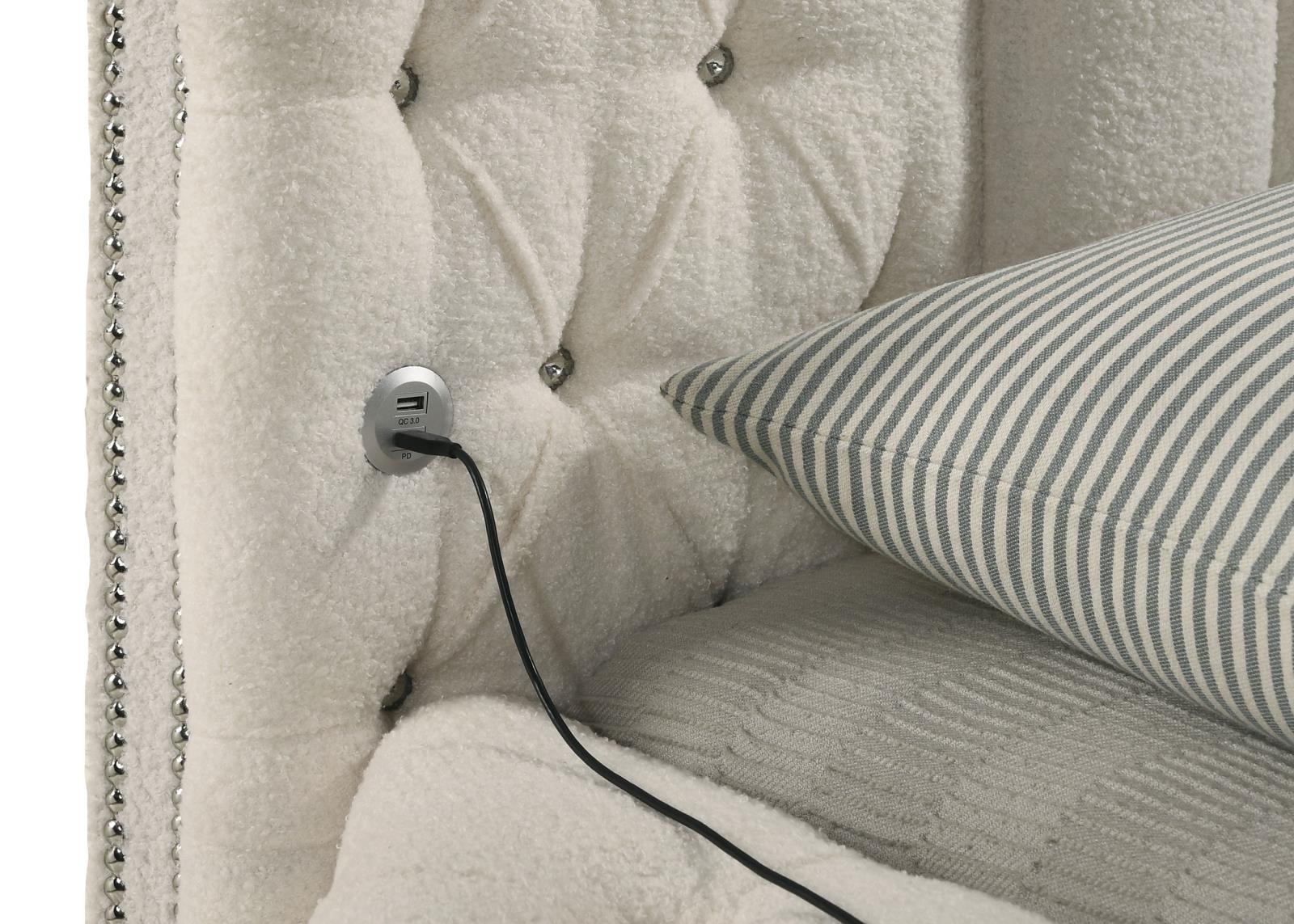 Sonya Upholstered Bedroom Set Ivory - Image 6