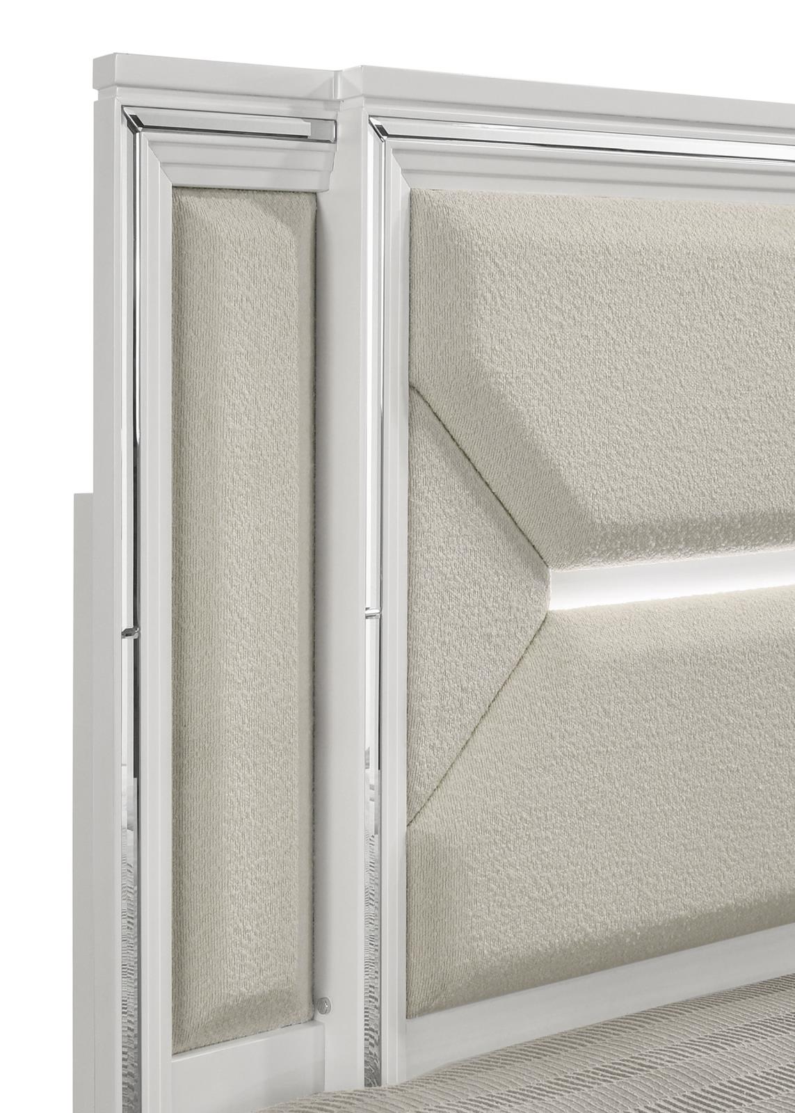 Marmore 64-inch Queen Panel Bed LED Headboard White - Image 5