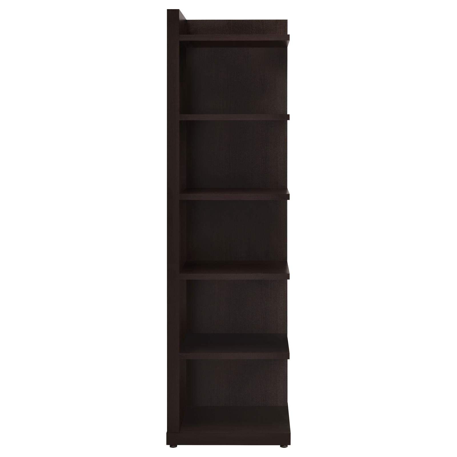 Alder 71-inch 6-shelf Corner Bookcase Cappuccino - Image 4