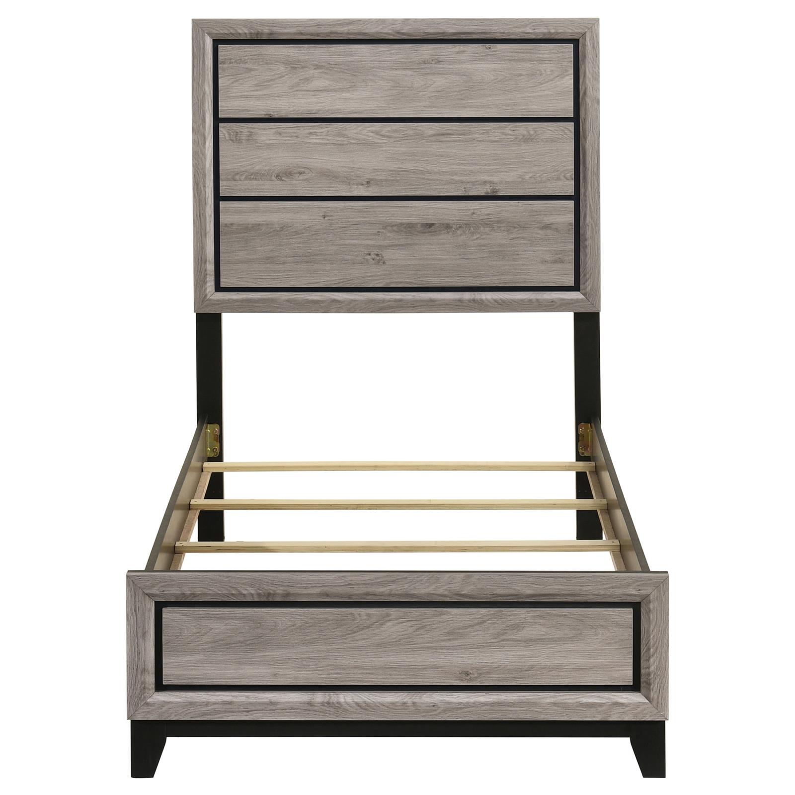 Valen Wood Twin Panel Bed Light Taupe - Image 4
