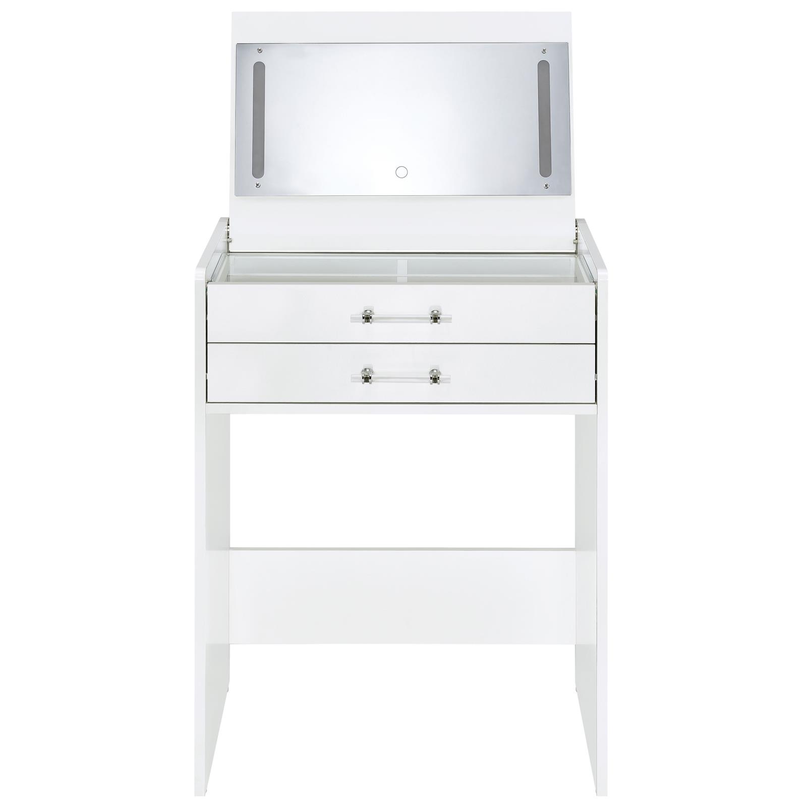 Danbury 3-drawer Makeup Vanity & Stool Set White High Gloss - Image 9