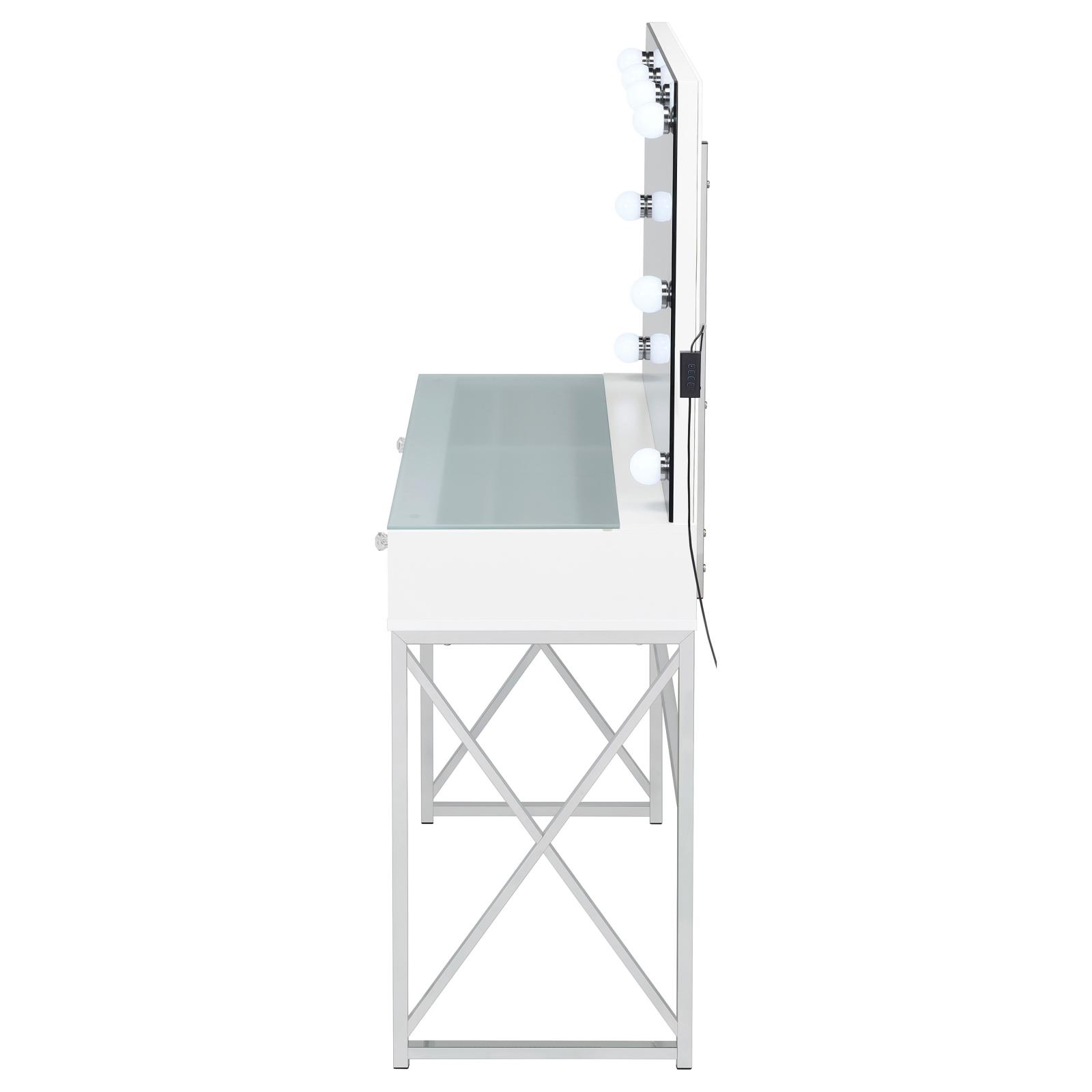 Eliza Vanity Set with Lighting & Stool White and Chrome - Image 6