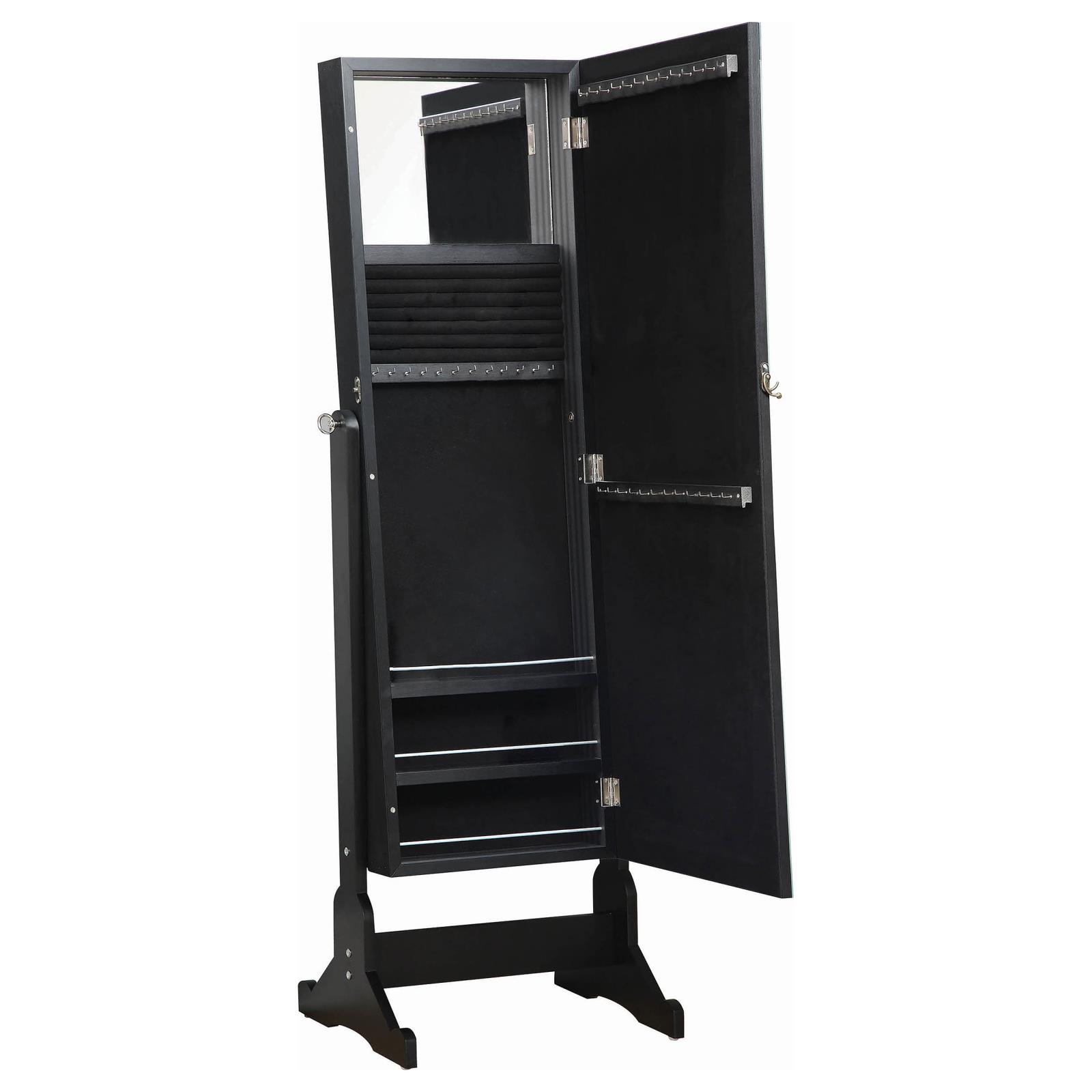 Cortez Cheval Mirror with Jewelry Storage Black - Image 5