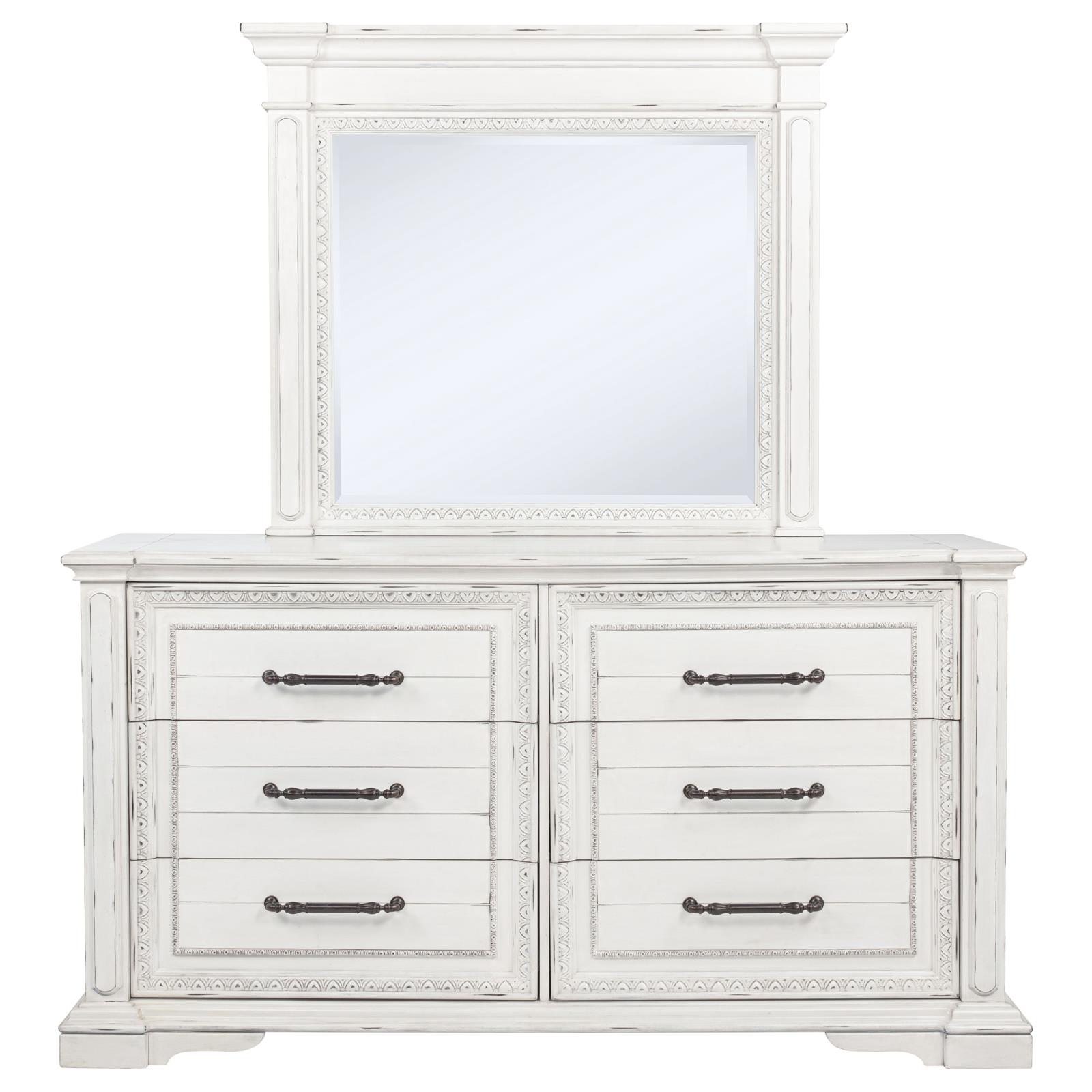 McKinney 6-drawer Bedroom Dresser with Mirror Vintage White - Image 3