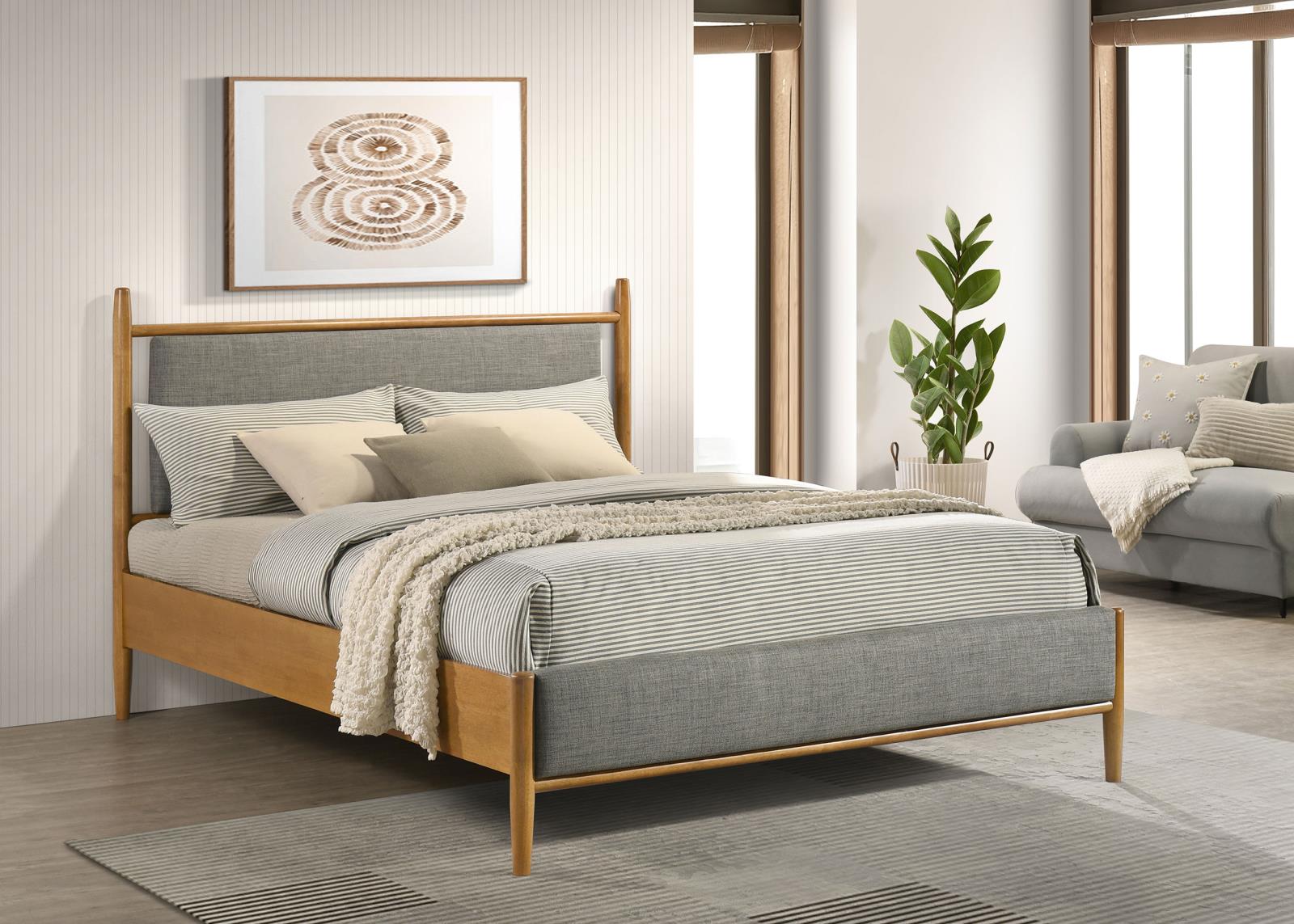Mason 46-inch Queen Panel Platform Bed Grey and Light Brown - Image 2