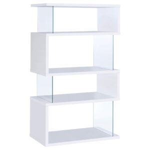 Emelle 63-inch 4-shelf Glass Panel Bookshelf
