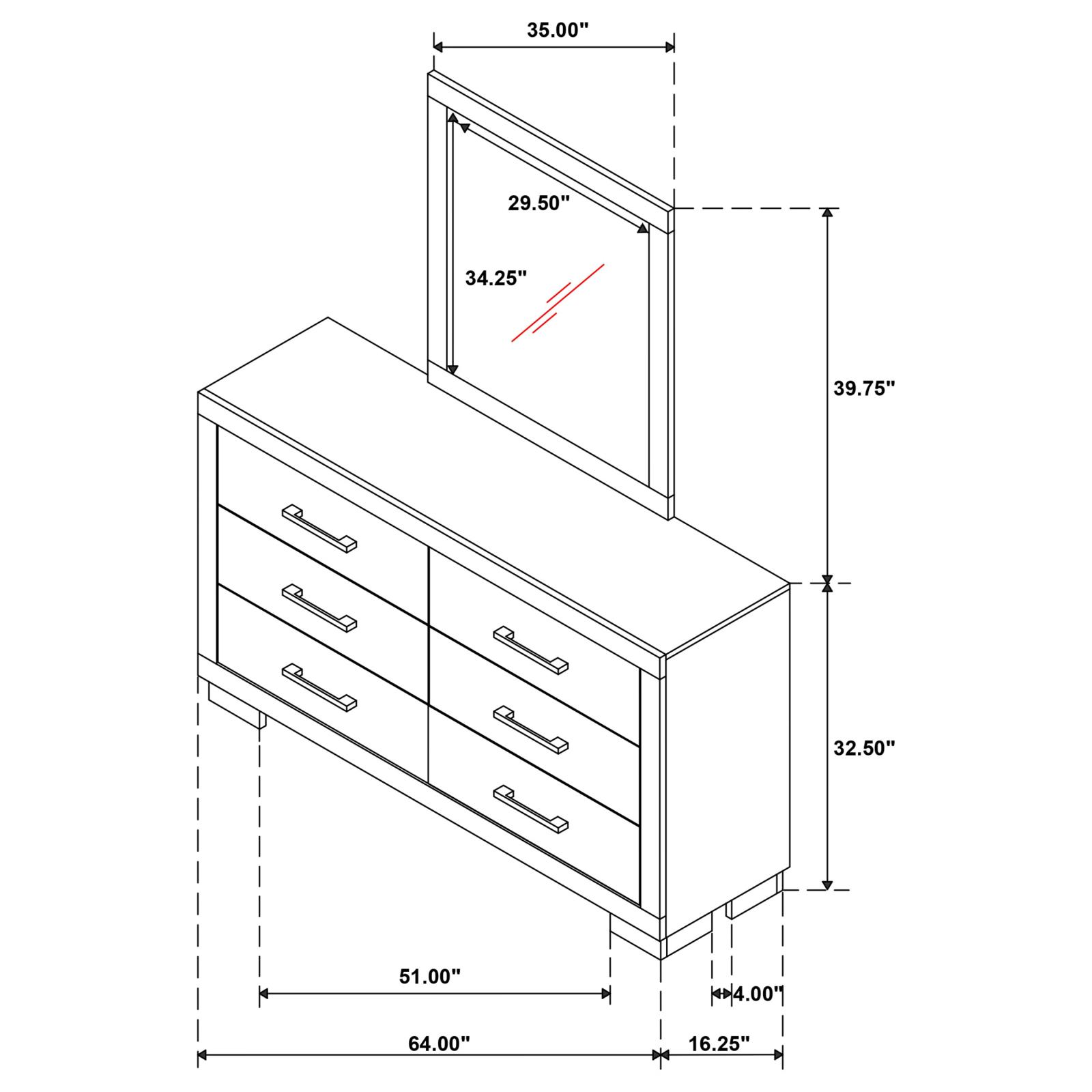 Jessica 6-drawer Dresser with Mirror Snow White - Image 12