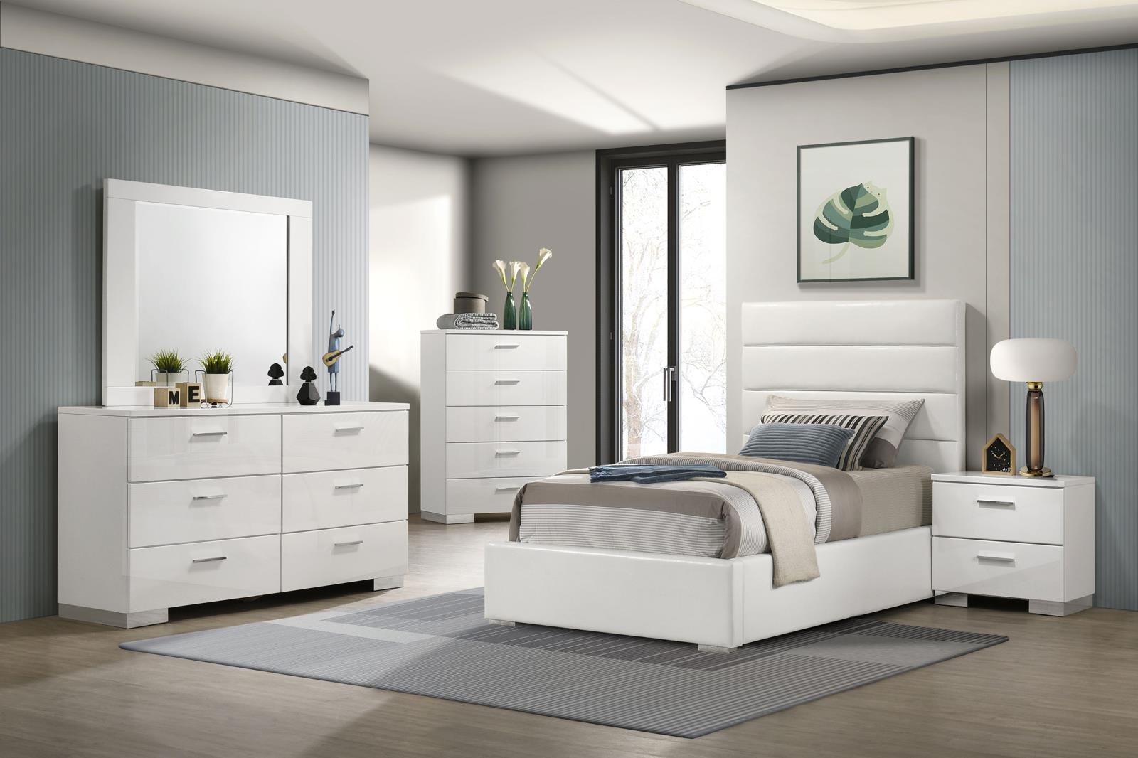 Felicity 53-inch Upholstered Twin Platform Bed White - Image 10