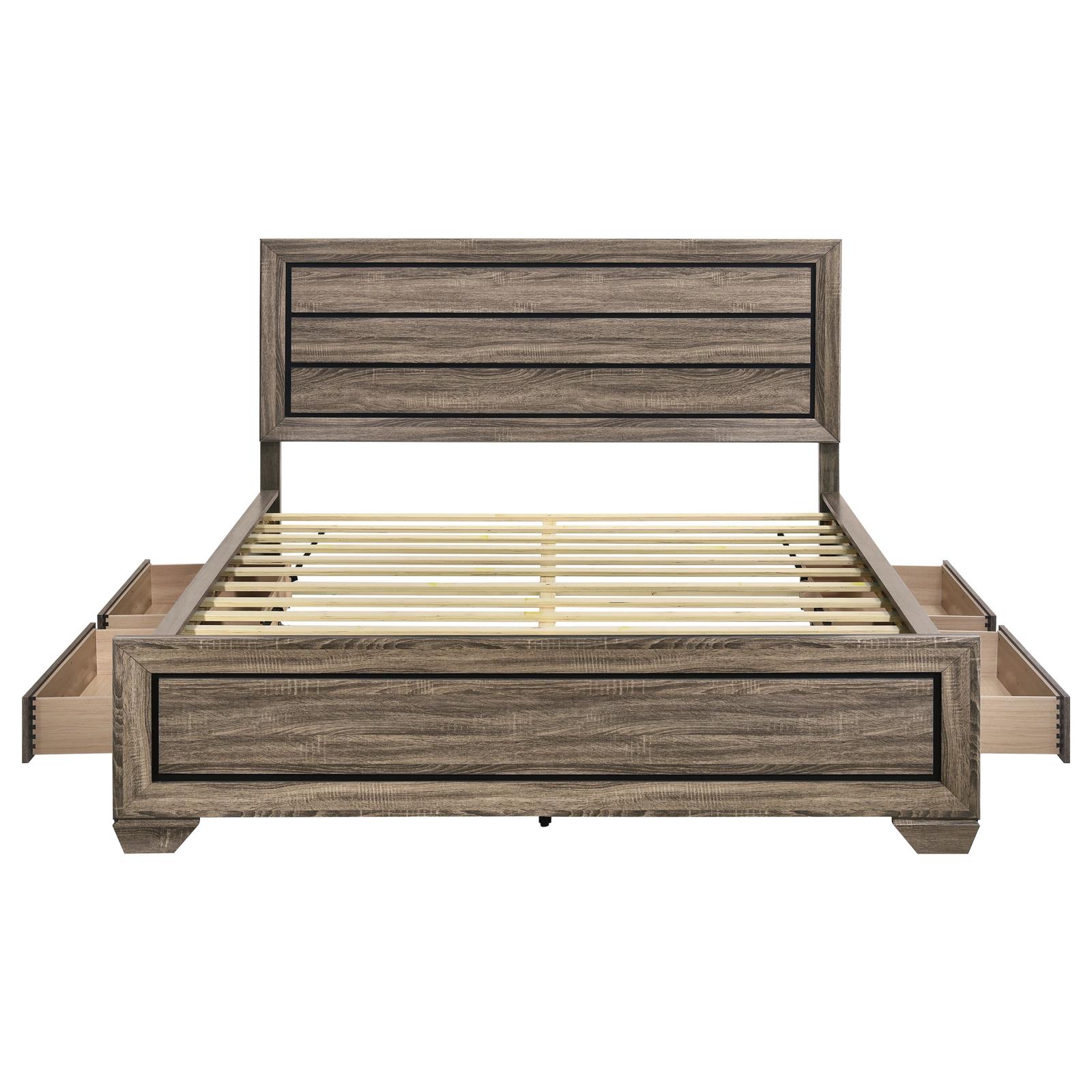 Kauffman Wood California King Storage Panel Bed Washed Taupe - Image 8