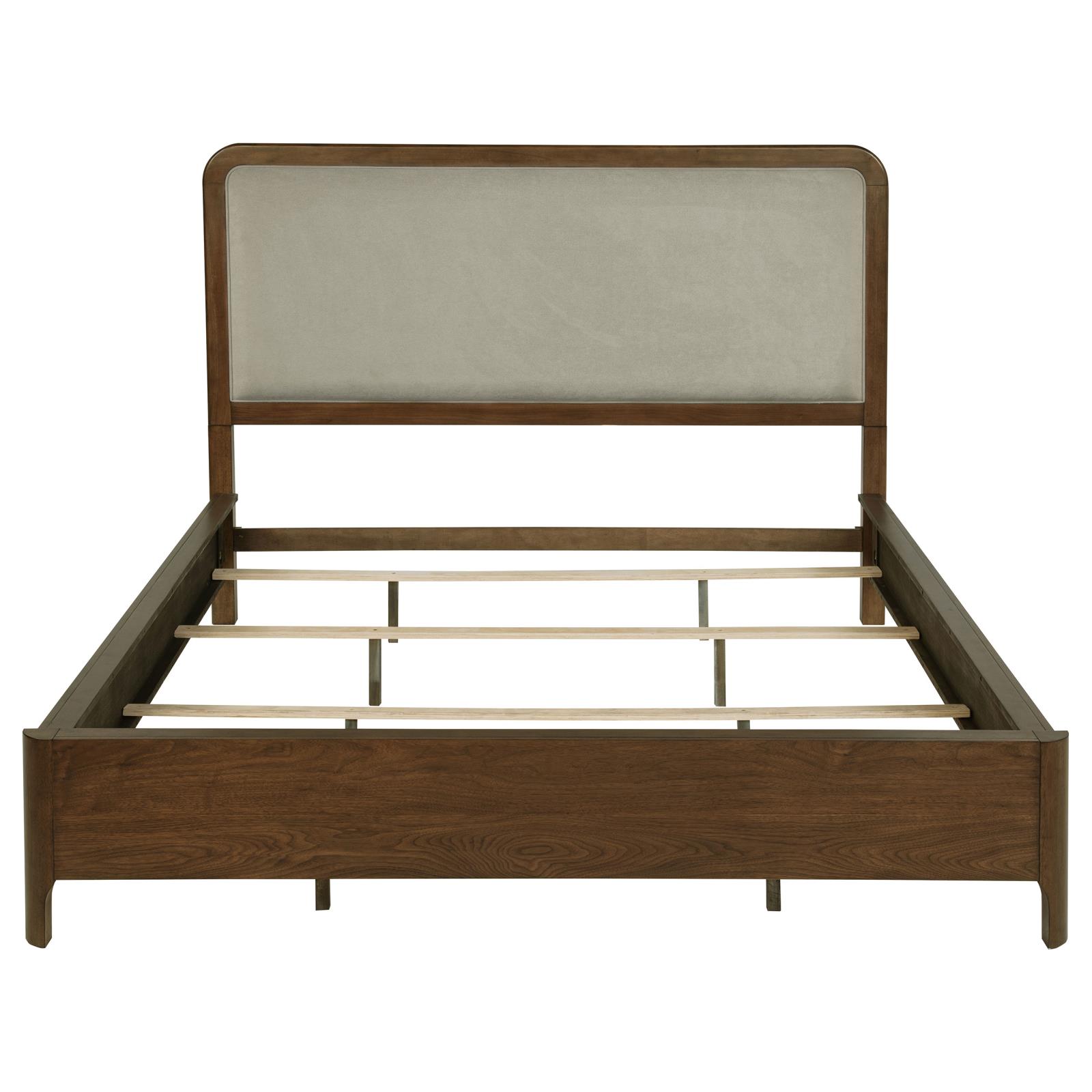 Maderia 57-inch Upholstered California King Panel Bed Walnut - Image 4