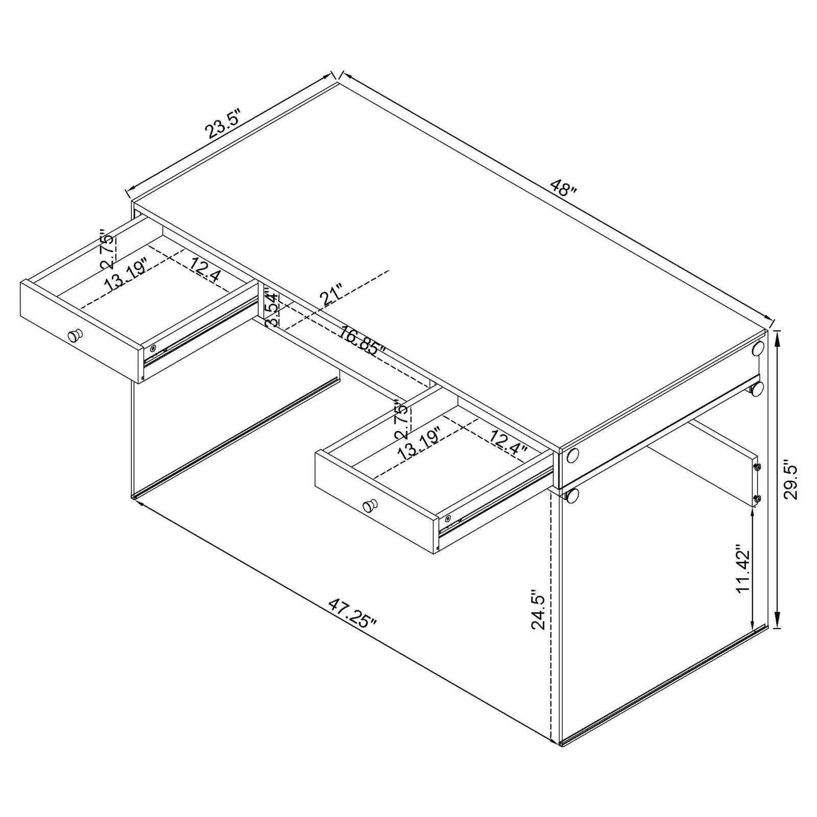 Dobrev 48-inch 2-drawer Writing Desk White High Gloss - Image 13