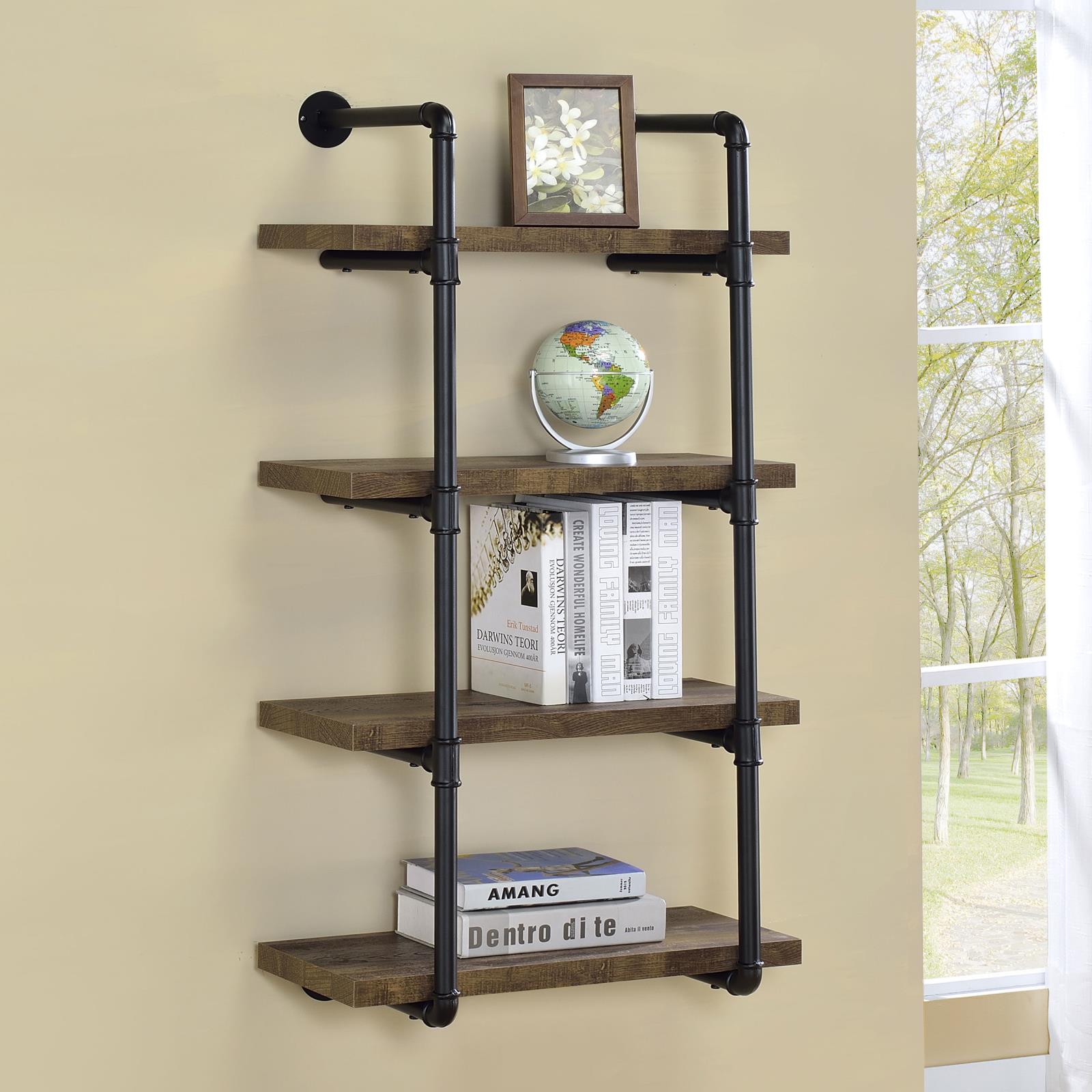 Elmcrest 24-inch 4-shelf Wall Bookshelf Rustic Oak - Image 2