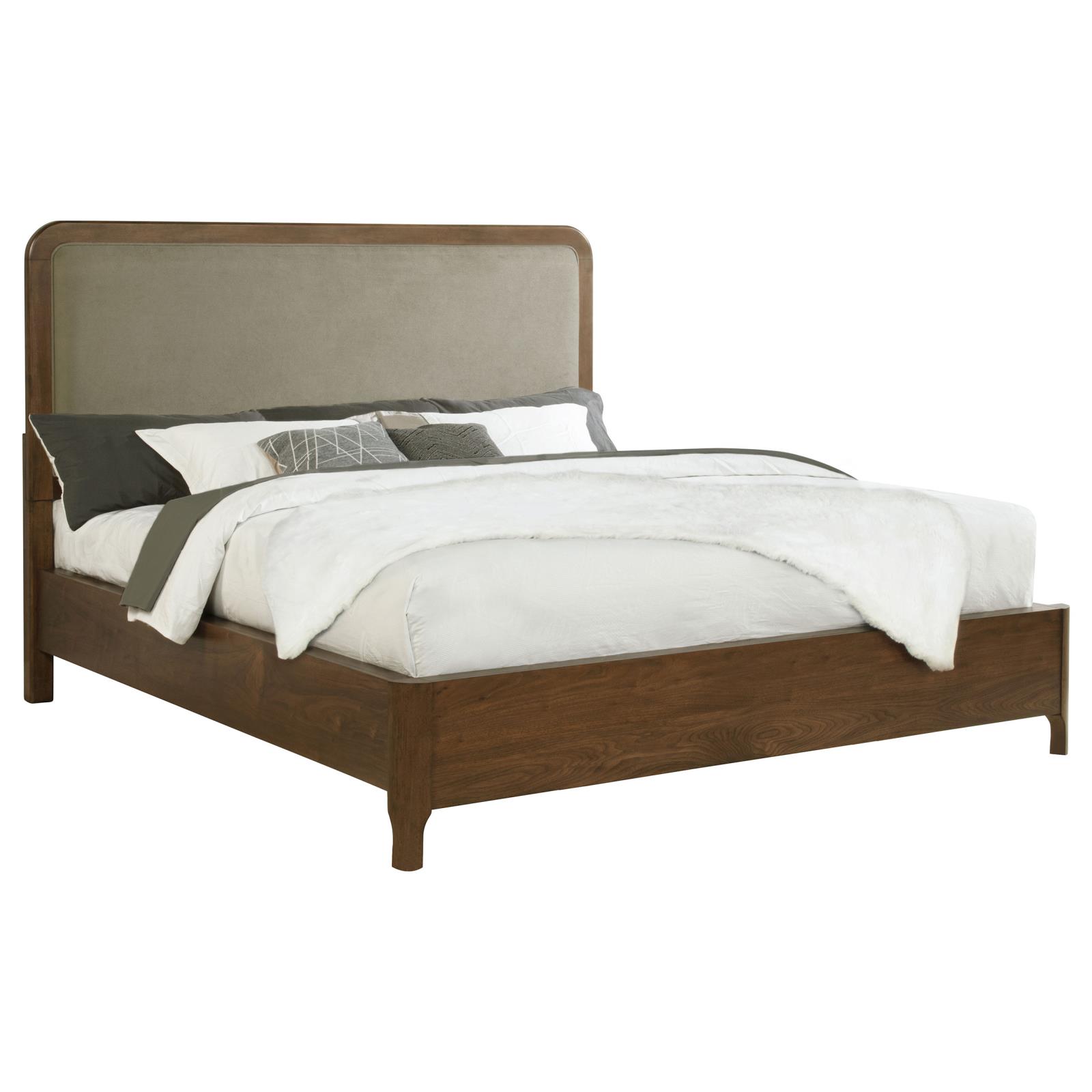 Maderia 57-inch Upholstered California King Panel Bed Walnut - Image 3