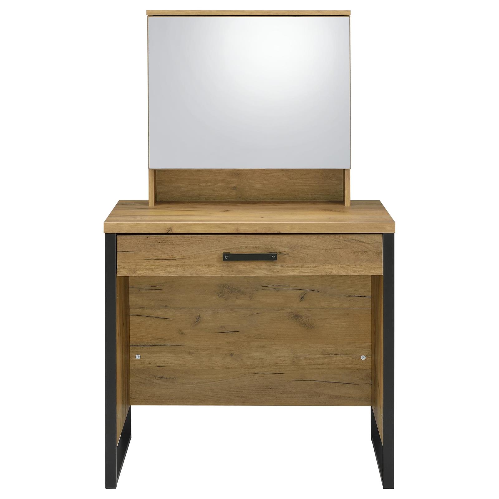 Bettin Vanity Set with Sliding Mirror and Stool Golden Oak - Image 4