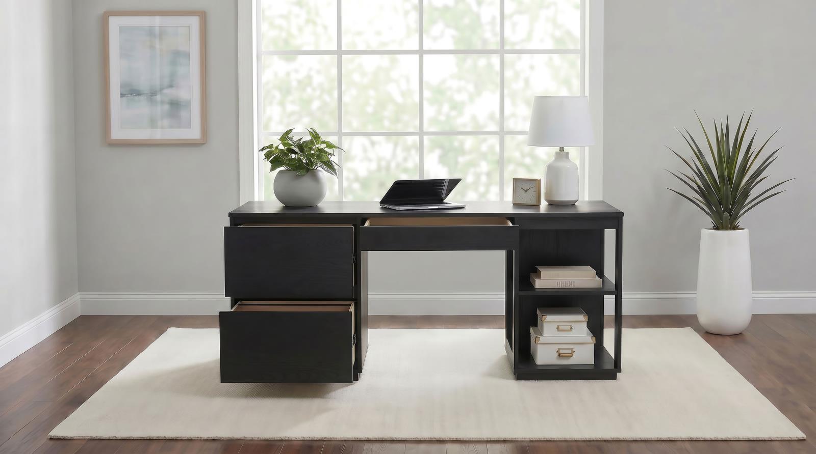 Harkes 75-inch 3-drawer Computer Desk with Adjustable Shelf Coffee Bean - Image 3