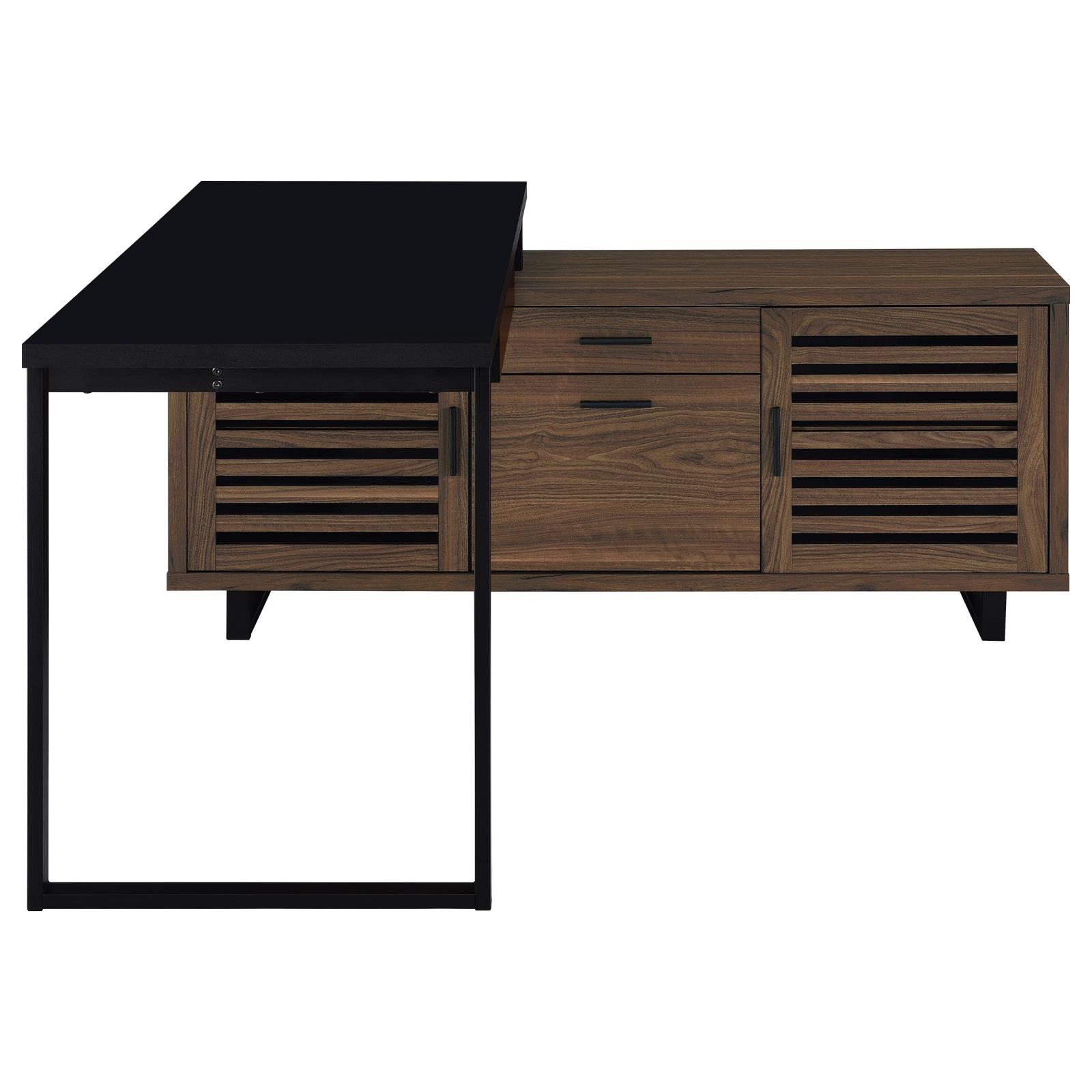 Maddox 60-inch L-Shape Office Computer Desk Black and Walnut - Image 10