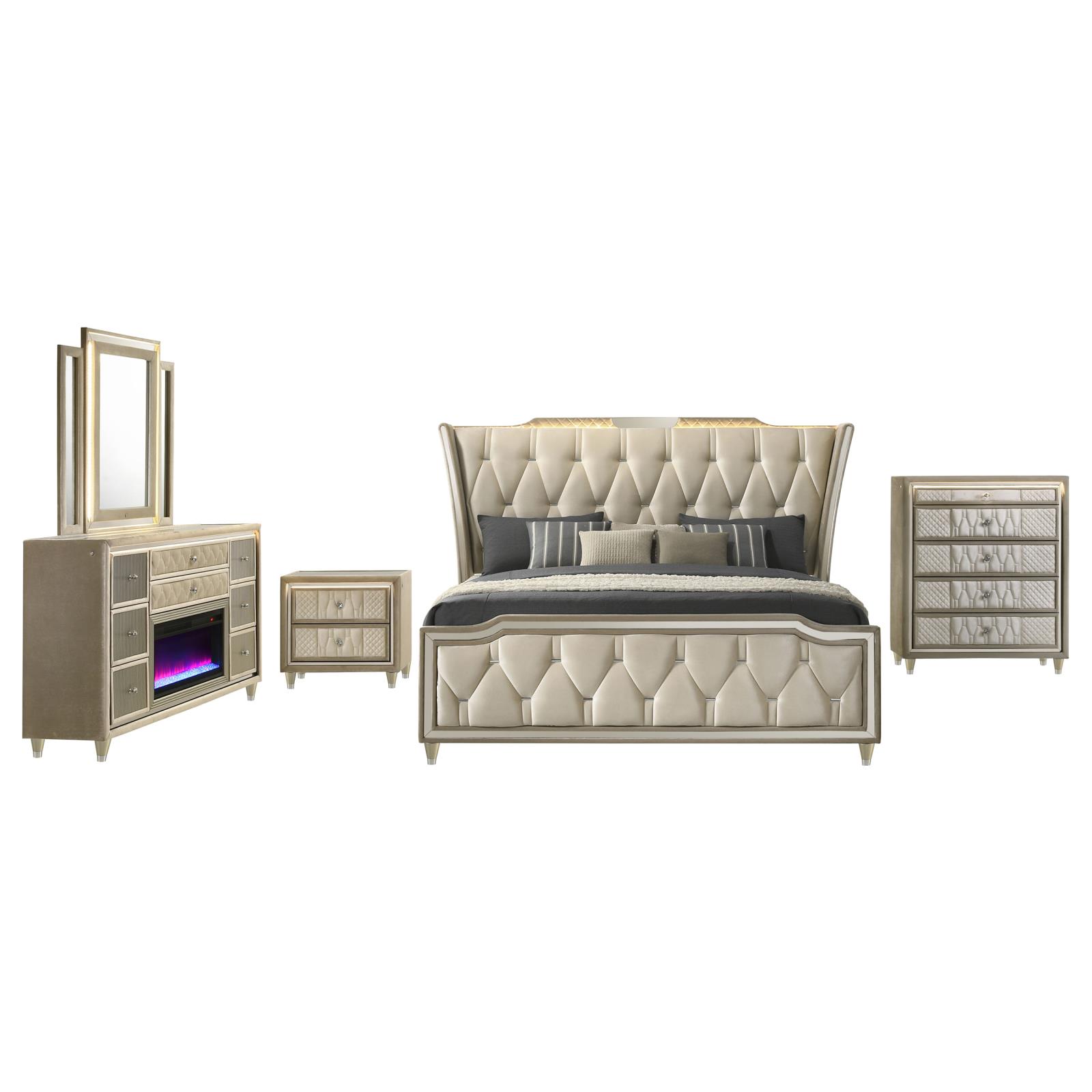Lorient 5-piece California King Bedroom Set Ivory and Camel - Image 2