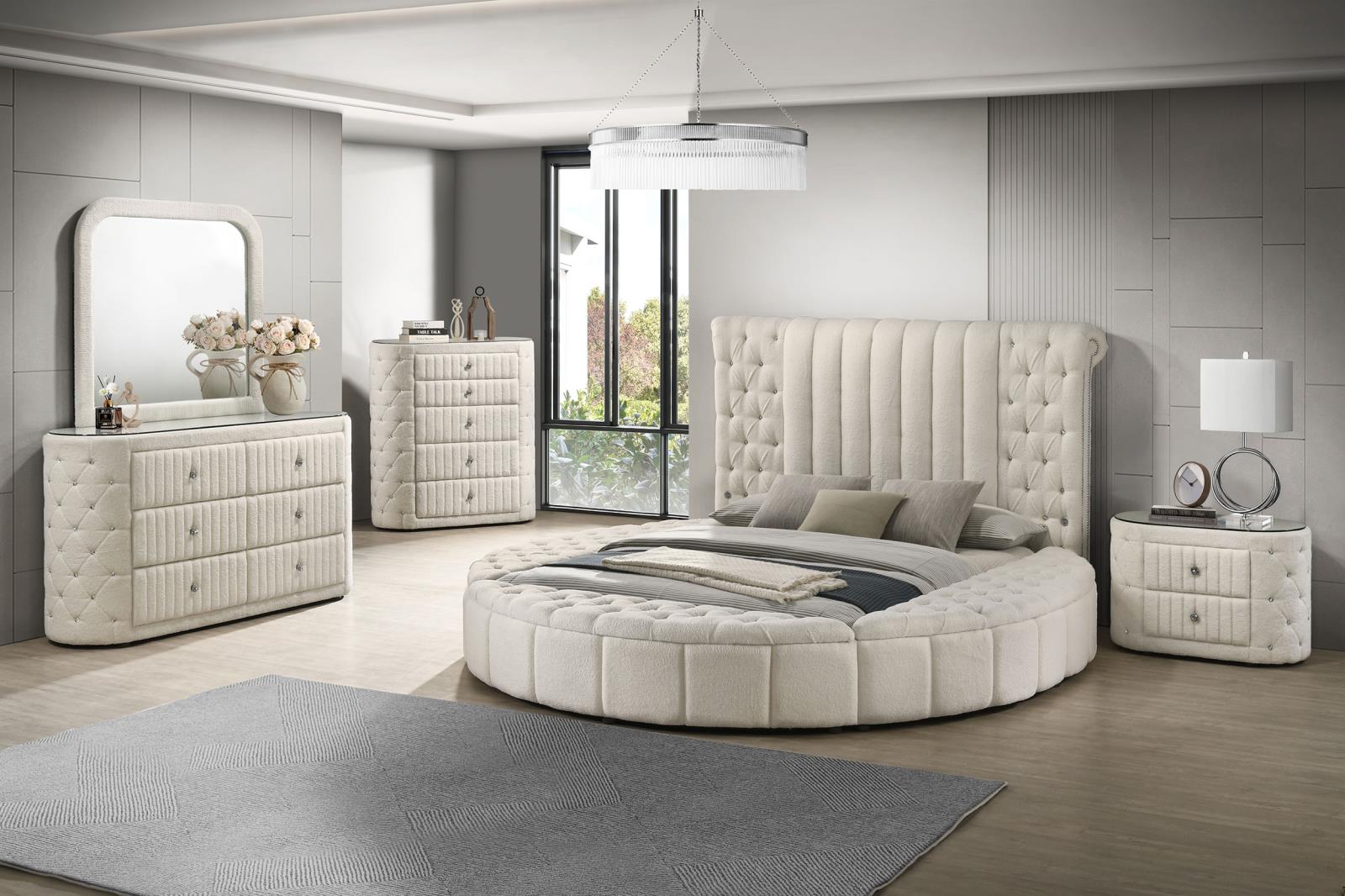Sonya Upholstered Queen Round Storage Bed Ivory - Image 14