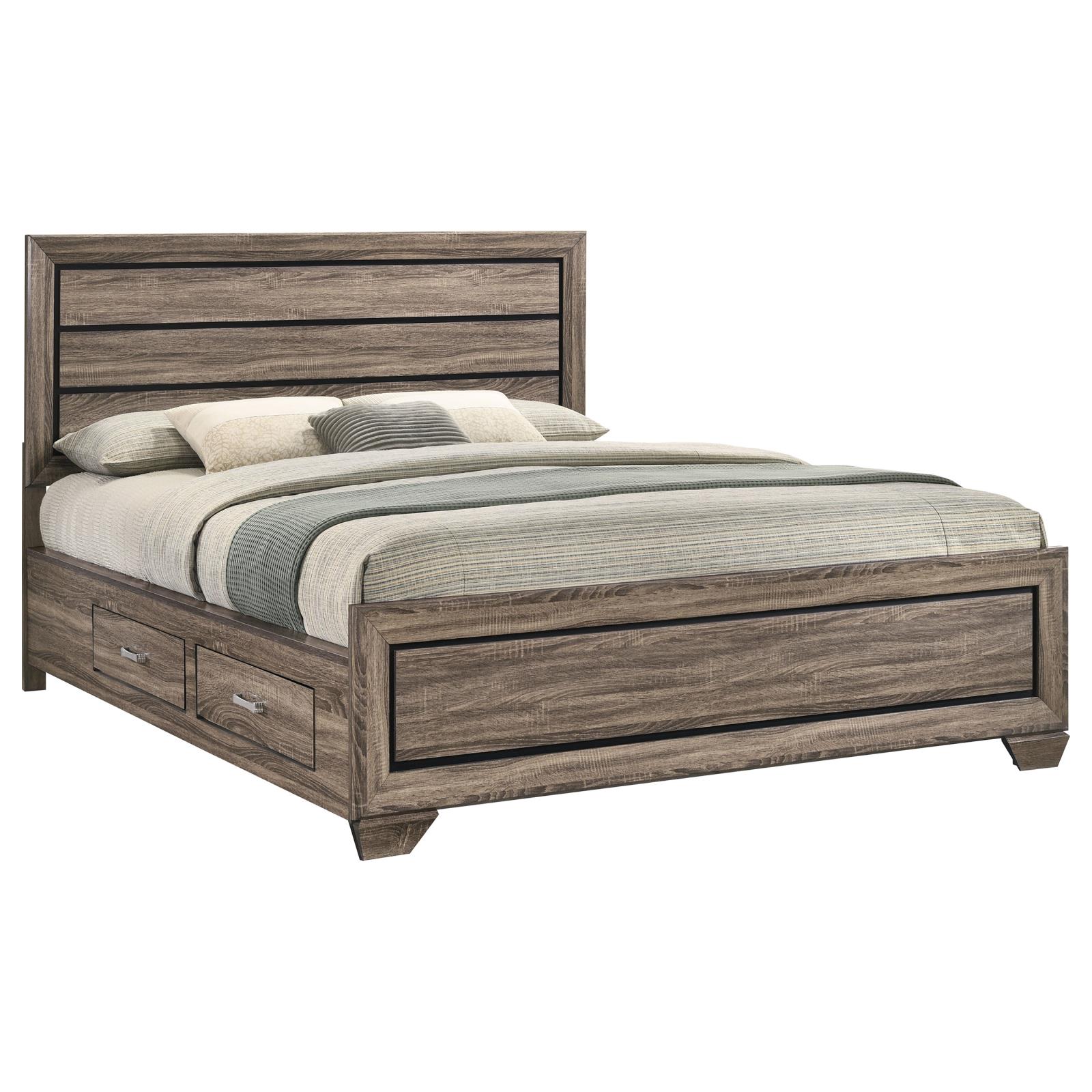 Kauffman Wood California King Storage Panel Bed Washed Taupe - Image 5