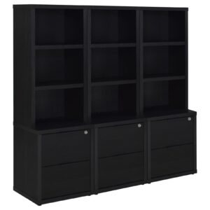 Westpark 3-piece Wall Unit Bookcase Set with USB Black