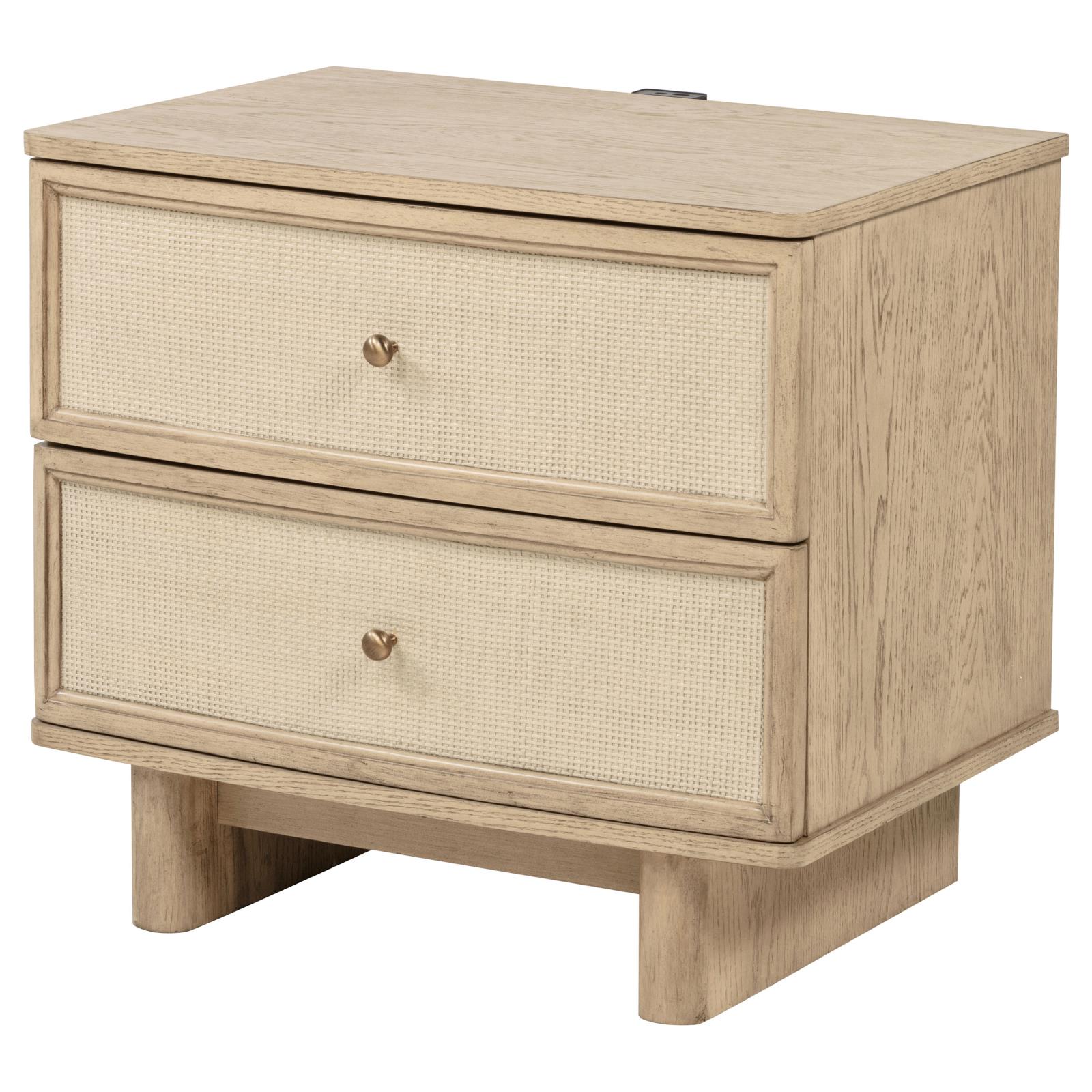 Kailani 2-drawer Nightstand Bedside Table Beige Oak - Image 4