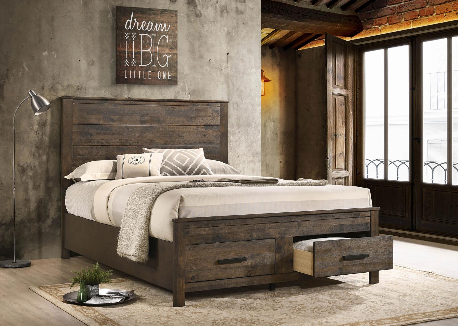 Woodmont Wood Queen Storage Panel Bed Rustic Golden Brown - Image 2