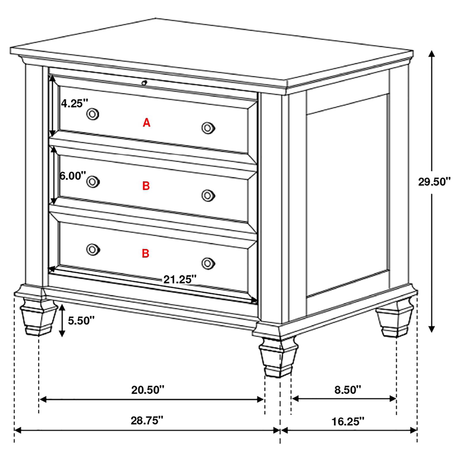 Sandy Beach 3-drawer Nightstand Cream White - Image 11