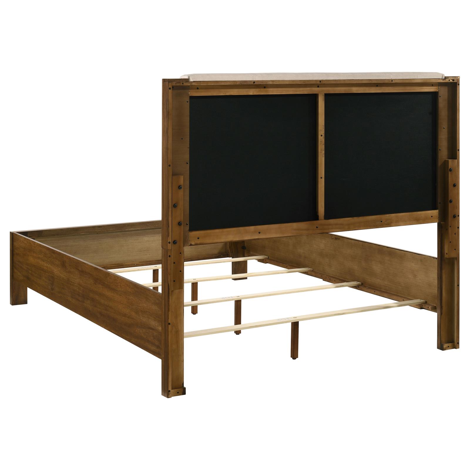 Adderley Queen Wood Panel Bed Cream and Warm Brown - Image 5