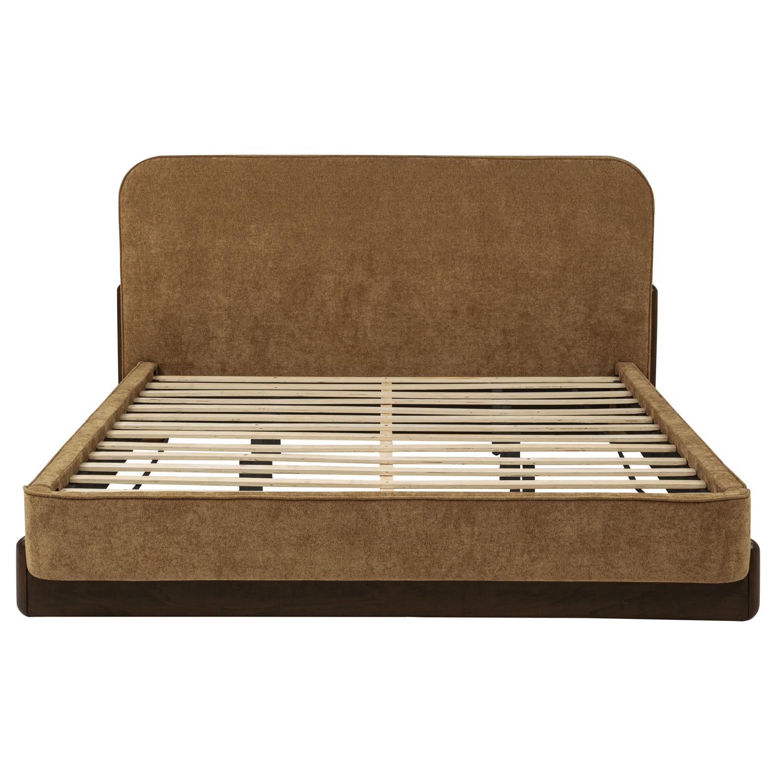 Baldacci Upholstered California King Platform Bed Curry and Walnut - Image 4