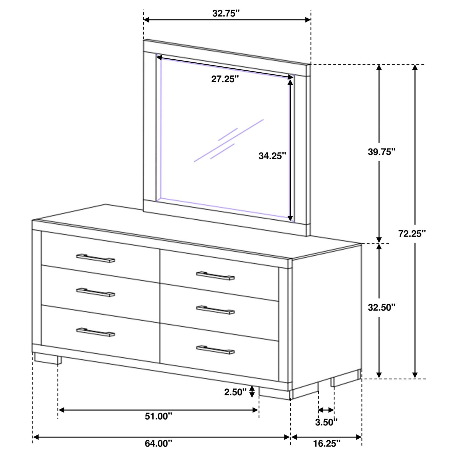 Jessica 6-drawer Dresser with Mirror Cappuccino - Image 8