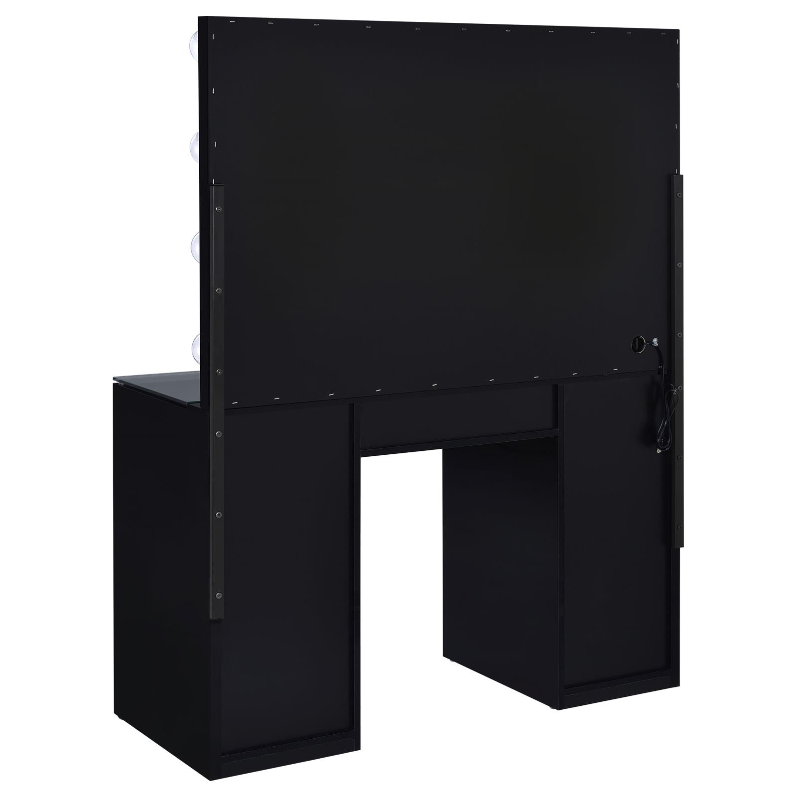 Acena 7-drawer Vanity Set with Lighting Black High Gloss - Image 7