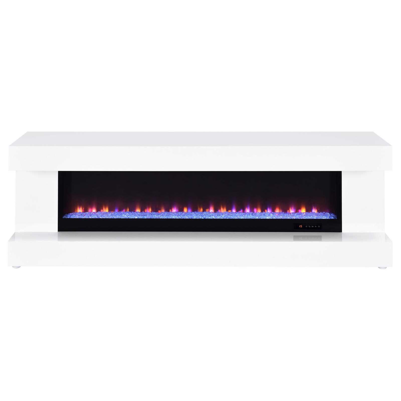Mallory TV Stand Fireplace Console Bluetooth Speaker White High Gloss - Image 4