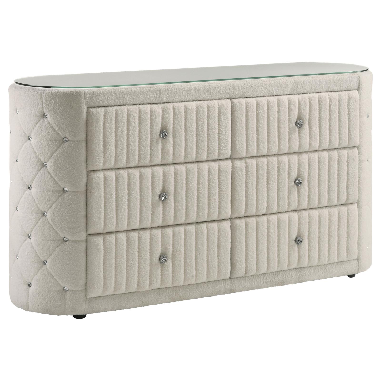 Sonya Upholstered Bedroom Set Ivory - Image 9