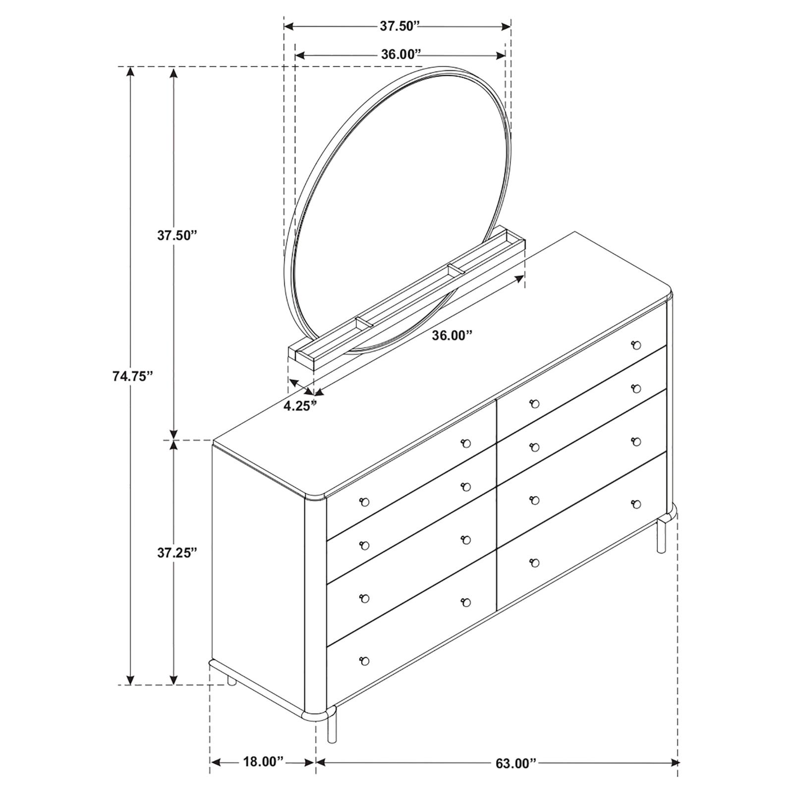 Arini 8-drawer Dresser with Mirror Black - Image 13