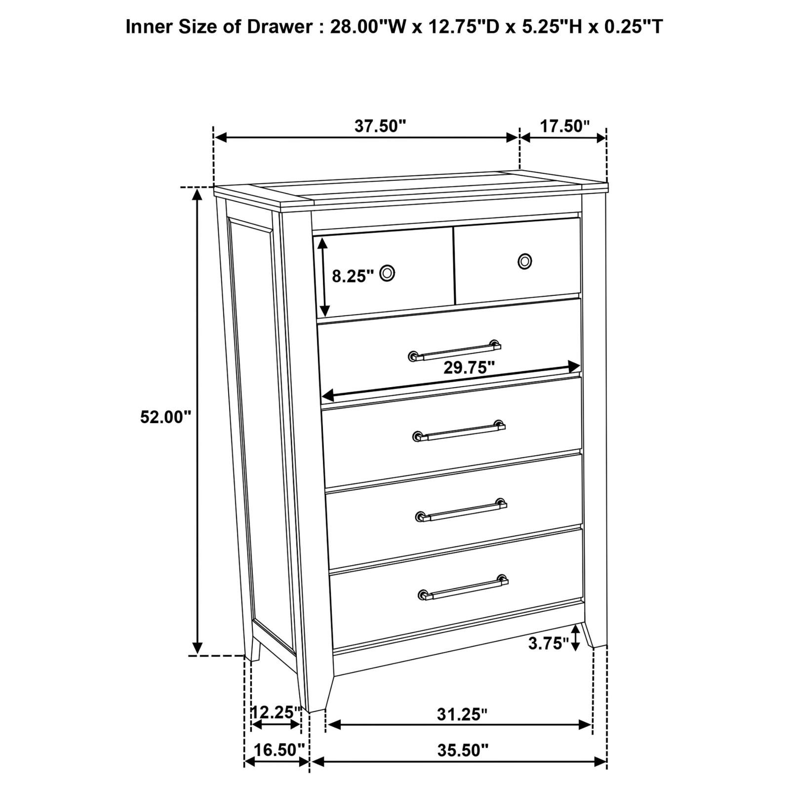 Hazlewood 5-drawer Bedroom Chest of Drawers Vineyard Oak - Image 12