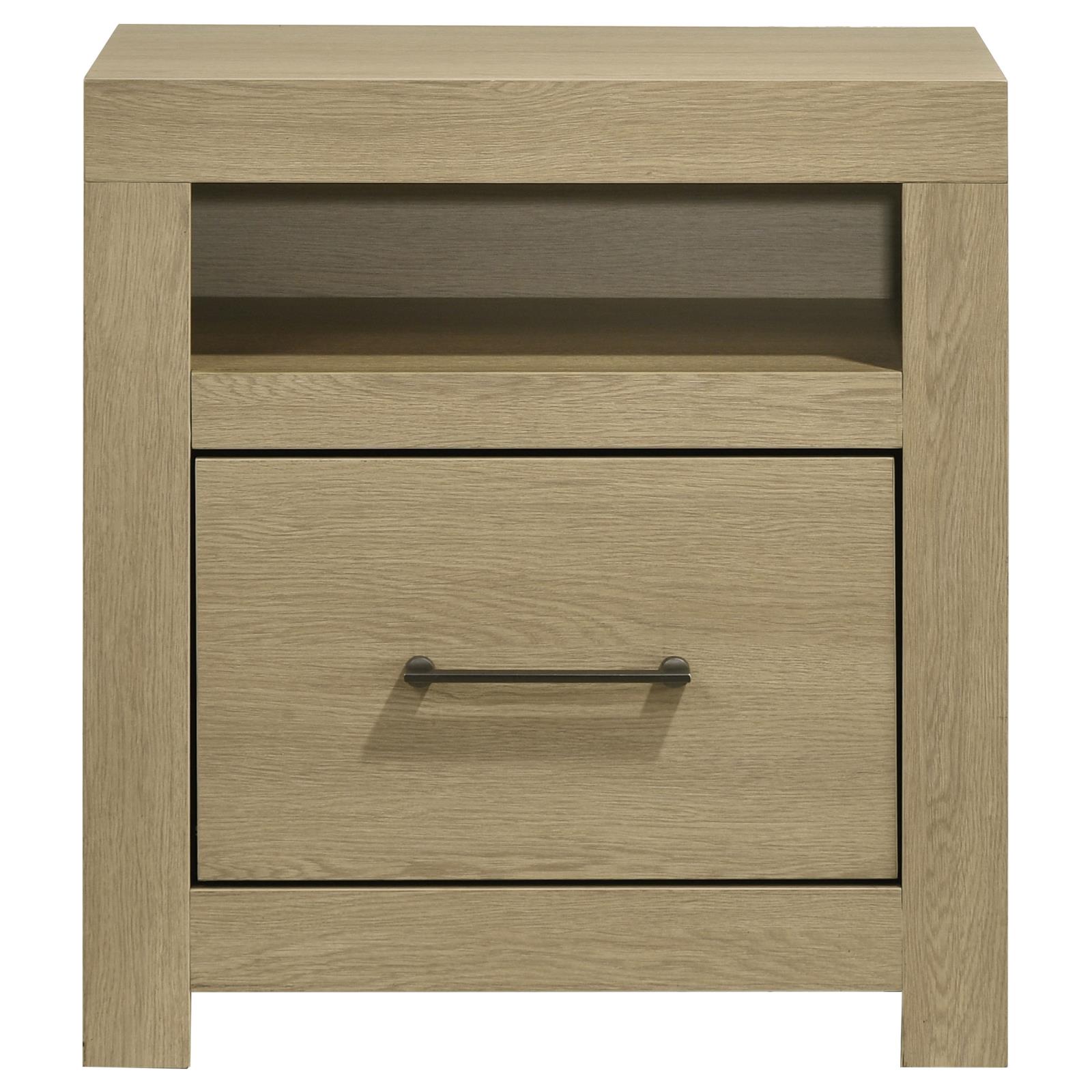 Hendricks 1-drawer Nightstand Bedside Table with Cubby Light Oak - Image 3