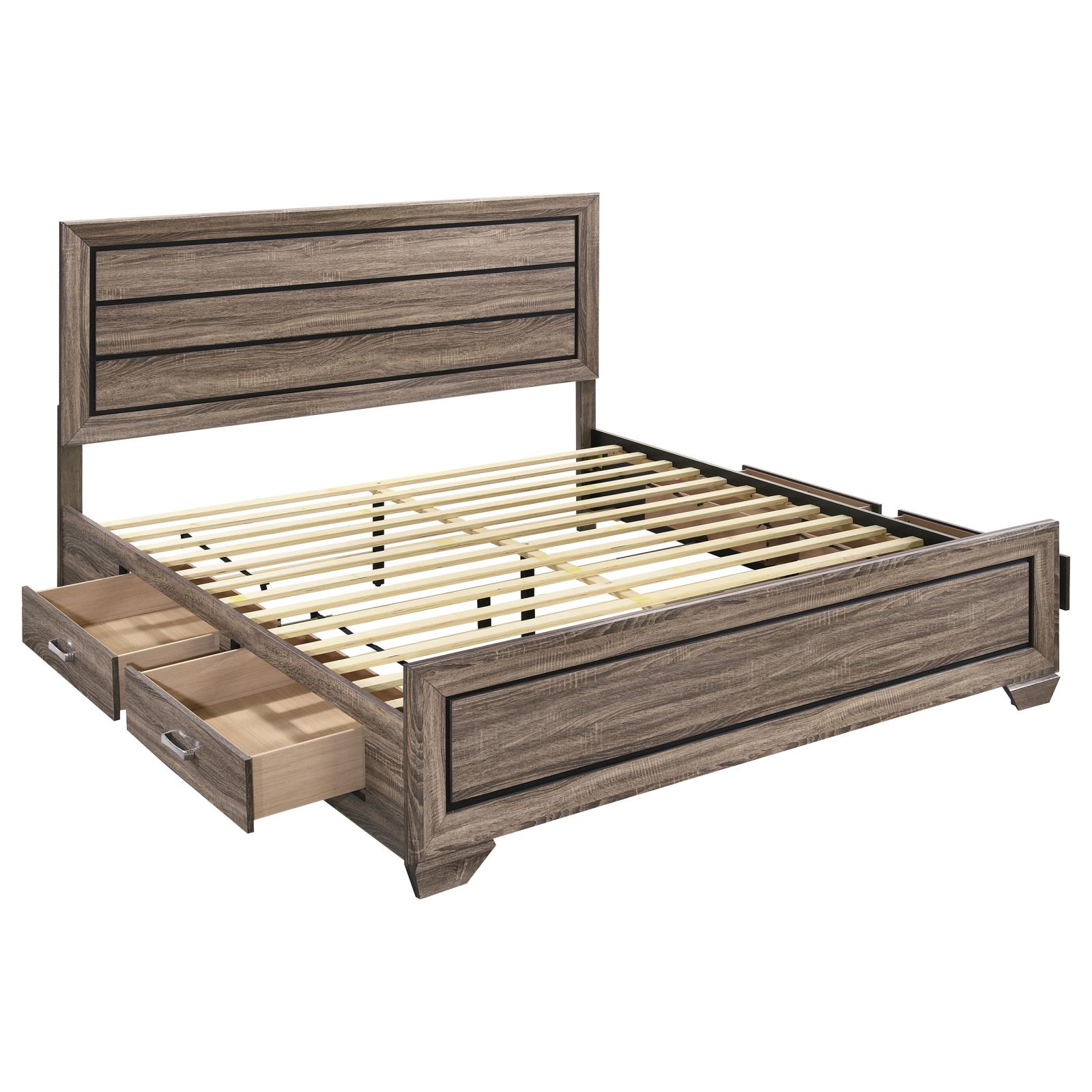 Kauffman Wood Eastern King Storage Panel Bed Washed Taupe - Image 4