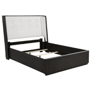 Leandro 55-inch Queen Wingback Bed Burnished Black