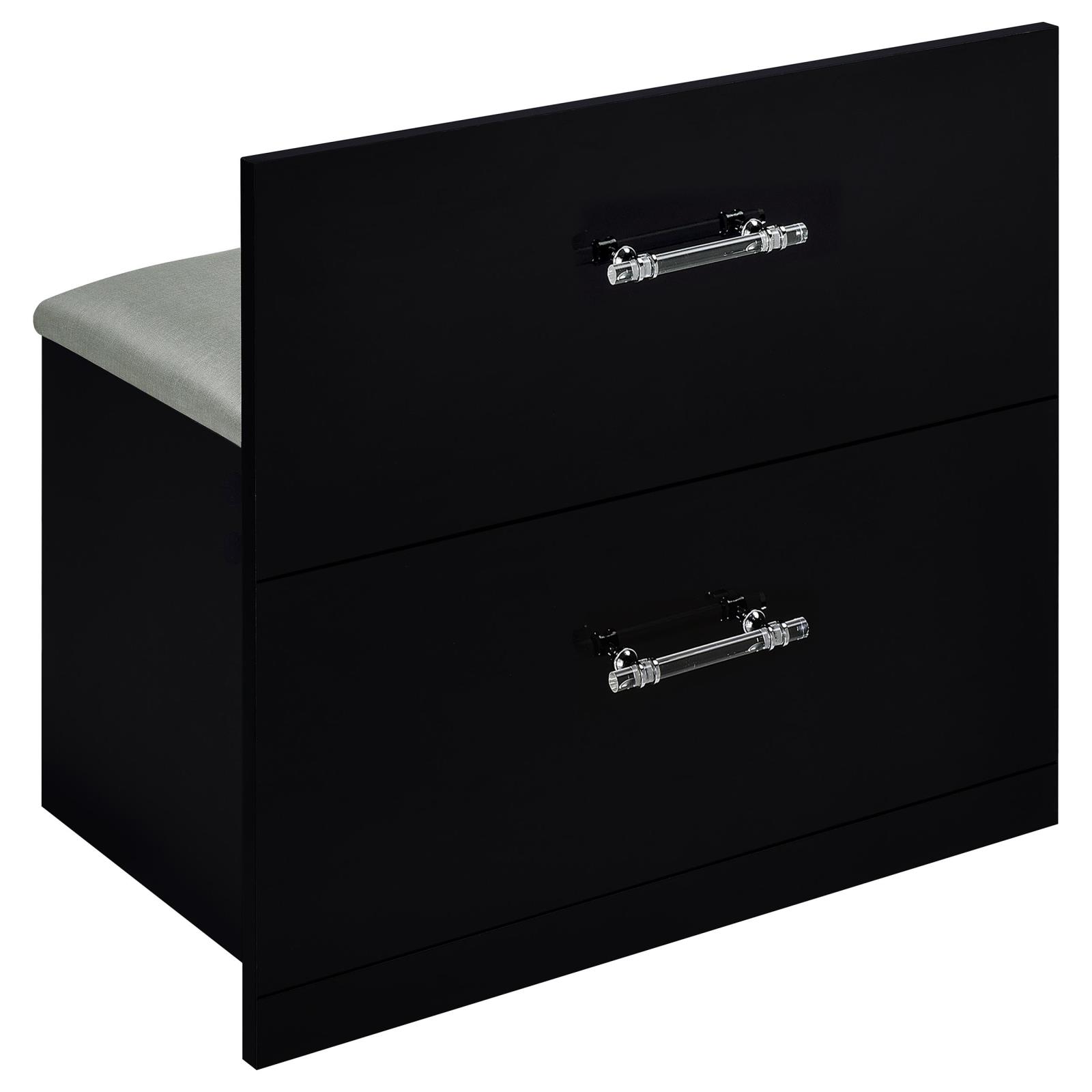 Flora 2-drawer Vanity Set with LED Mirror Black High Gloss - Image 16