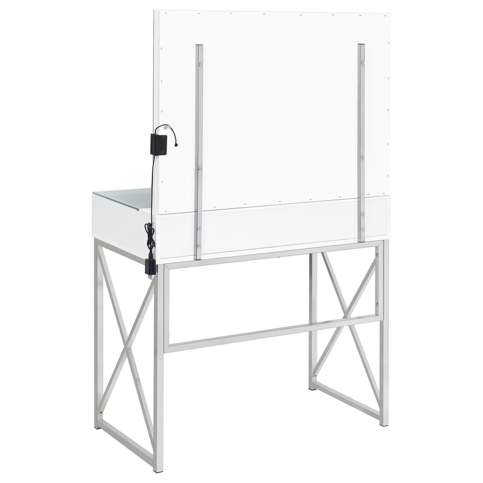 Eliza Vanity Set with Lighting & Stool White and Chrome - Image 7