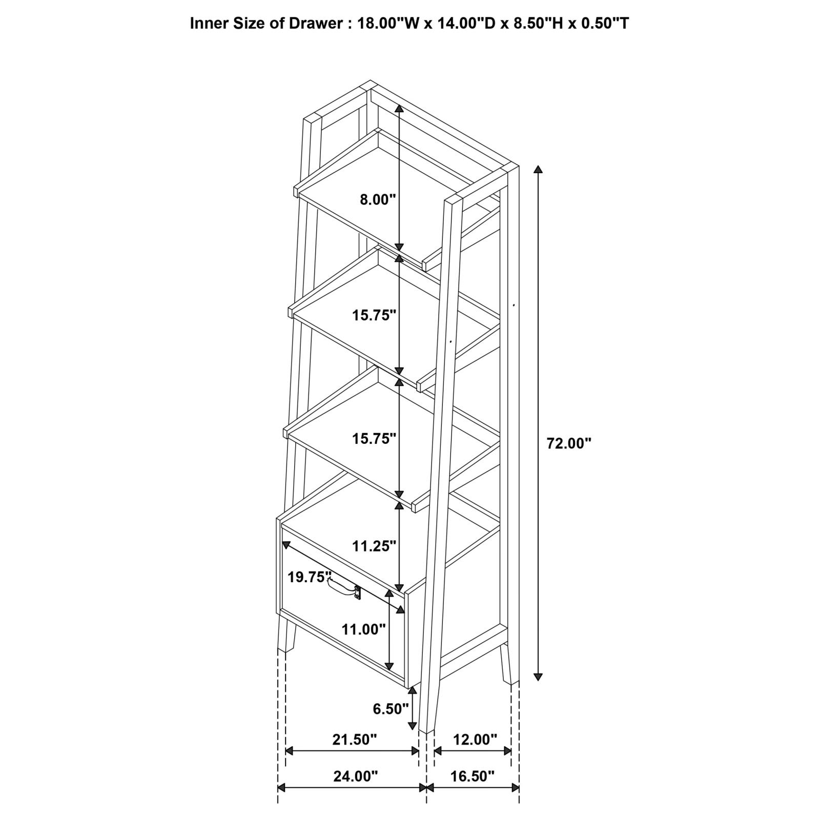 Fabian 2-piece 4-shelf Bookshelf with Drawer Distressed Light Brown - Image 9