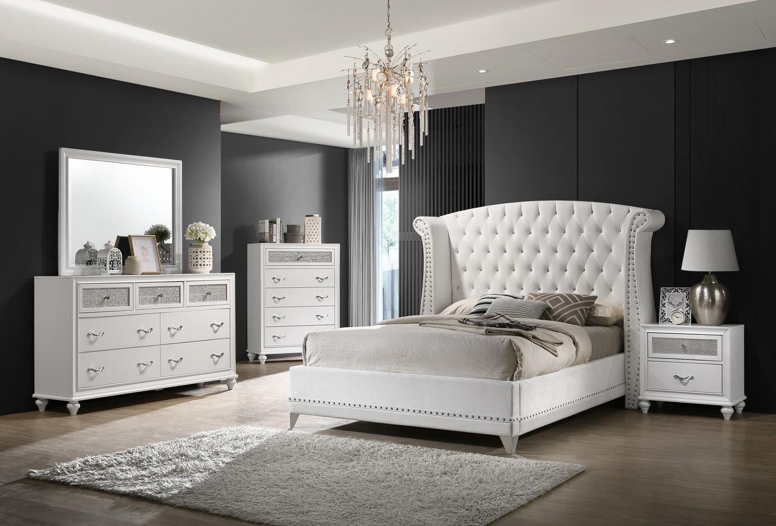 Barzini Upholstered Eastern King Wingback Bed - Image 8