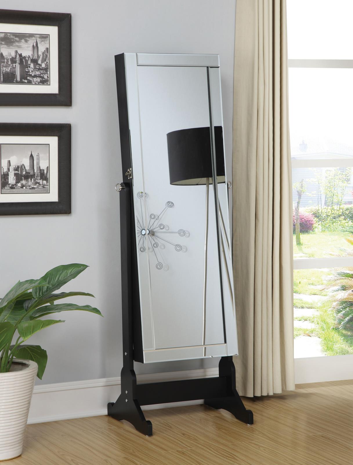 Cortez Cheval Mirror with Jewelry Storage Black - Image 2