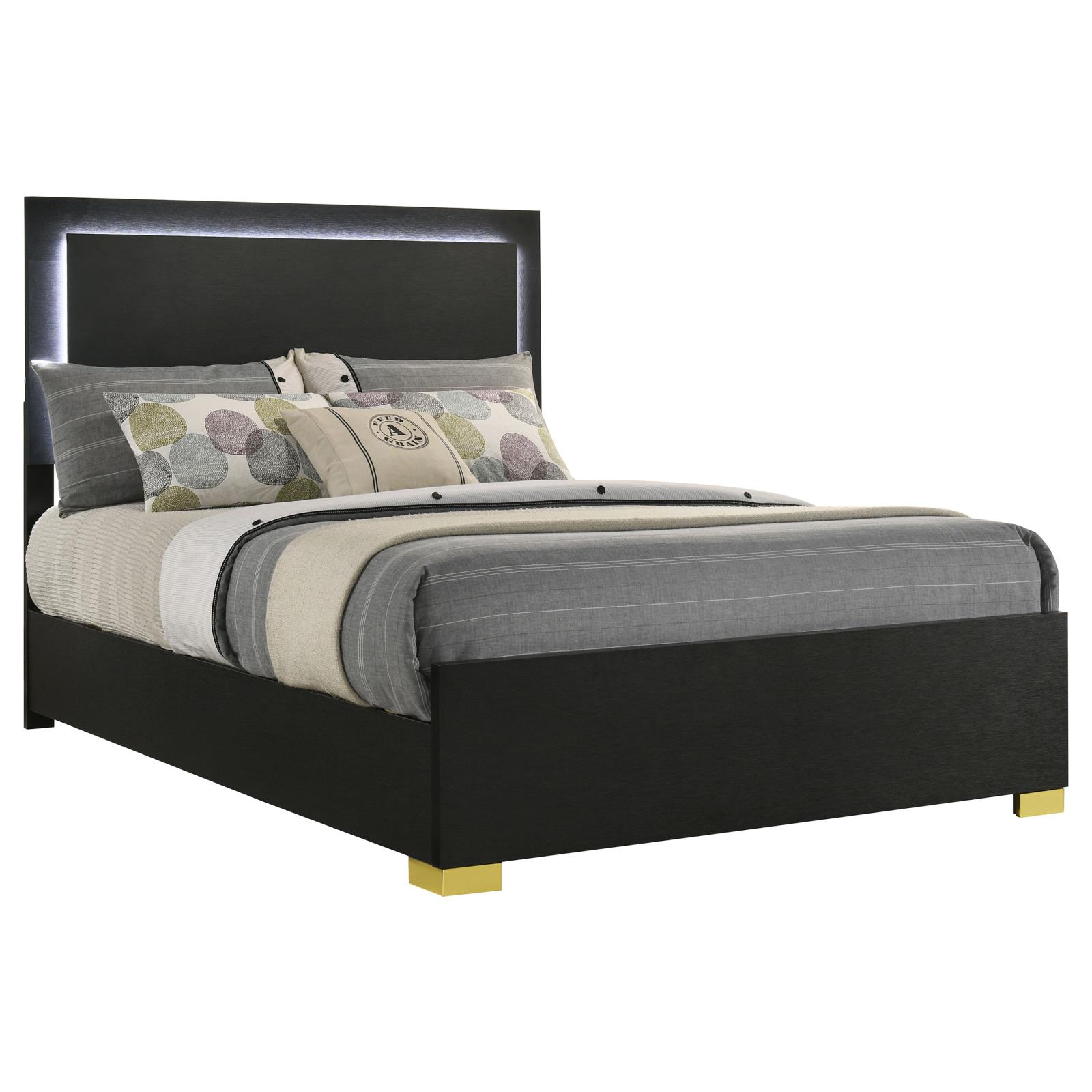 Marceline Wood Full LED Panel Bed - Image 3