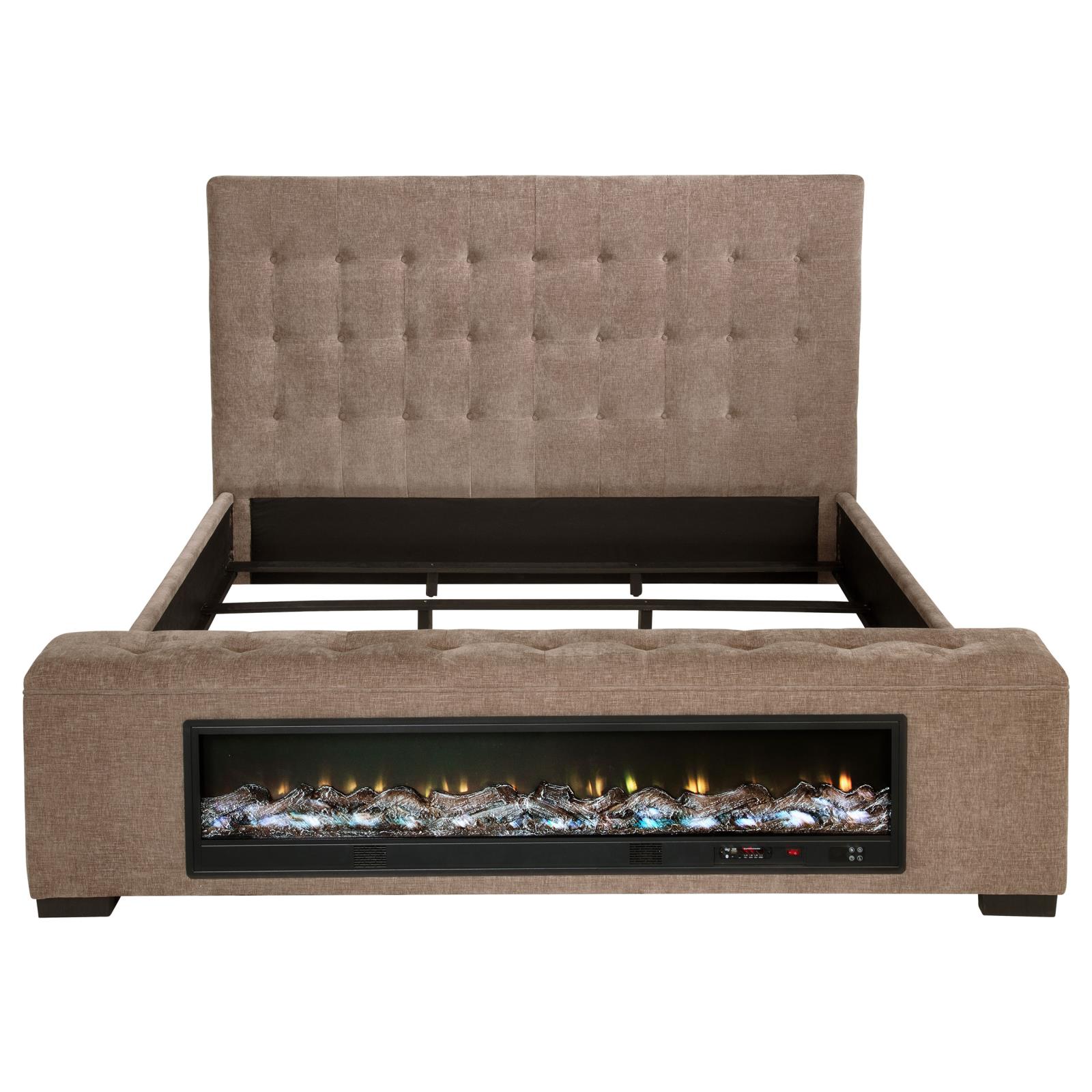 Senna Upholstered Eastern King Audio Flame Visualizer Bed Brown - Image 4