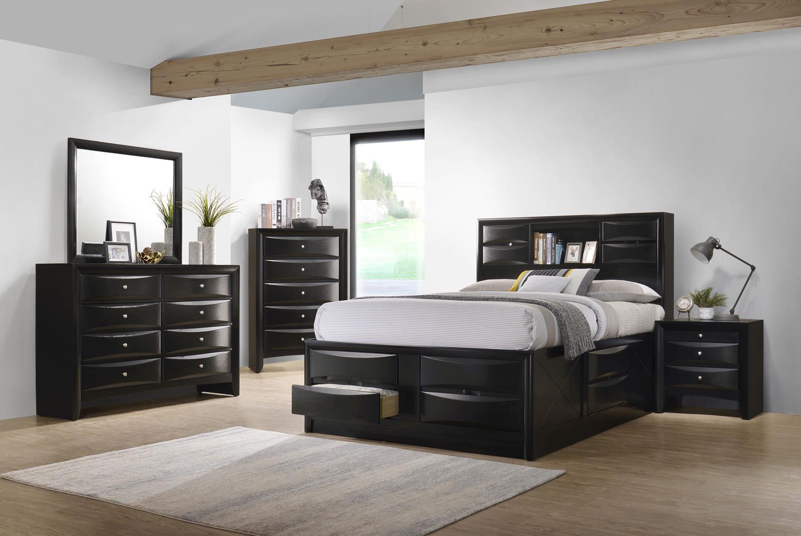 Briana Wood Queen Storage Bookcase Bed Black - Image 11