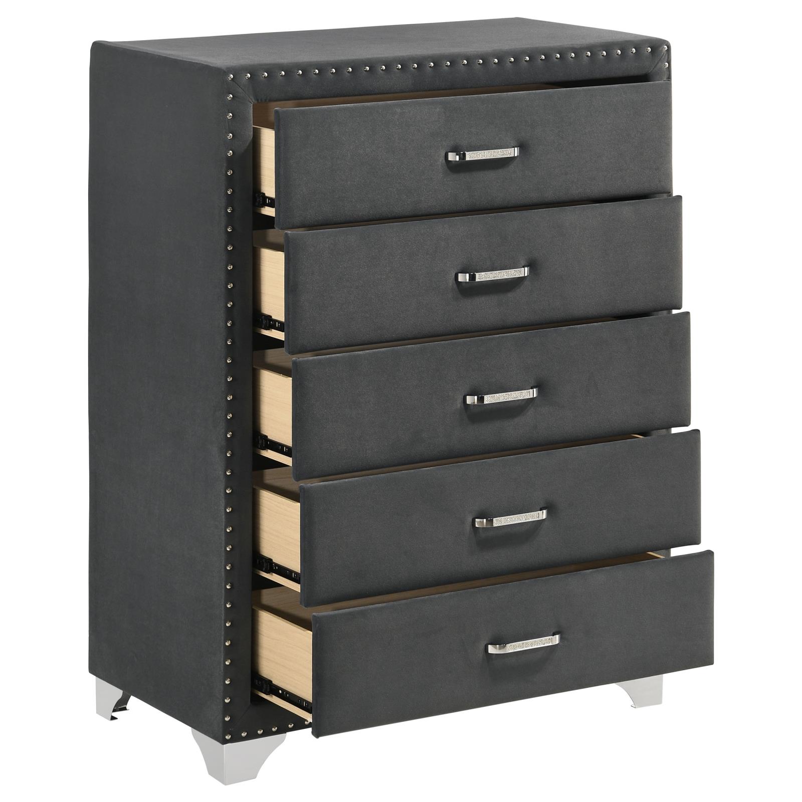 Melody 5-drawer Bedroom Chest Grey - Image 10