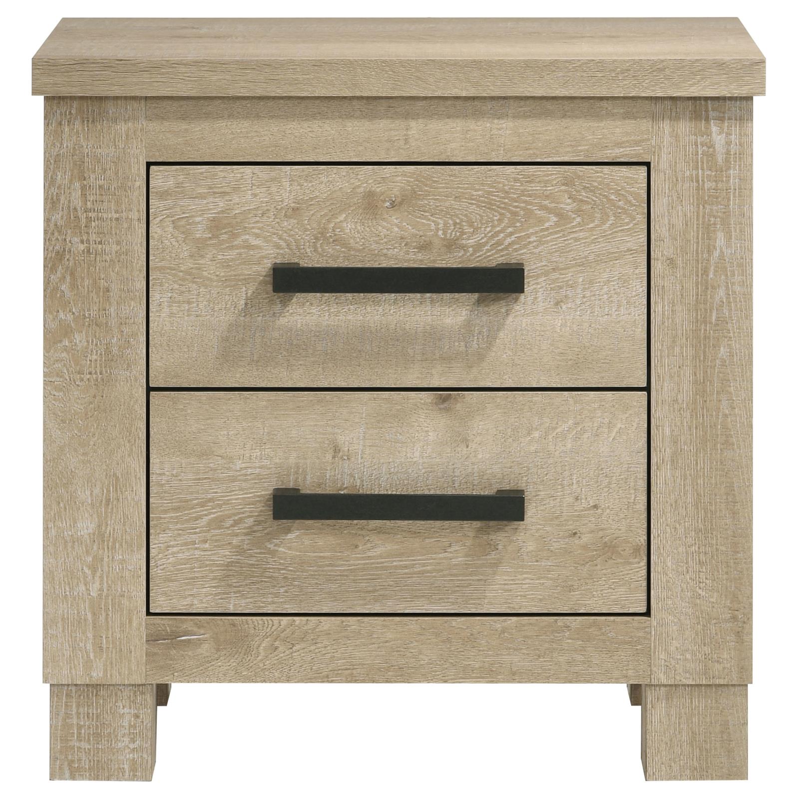 Oakglen 2-drawer Nightstand Bedside Table Weathered Oak - Image 3