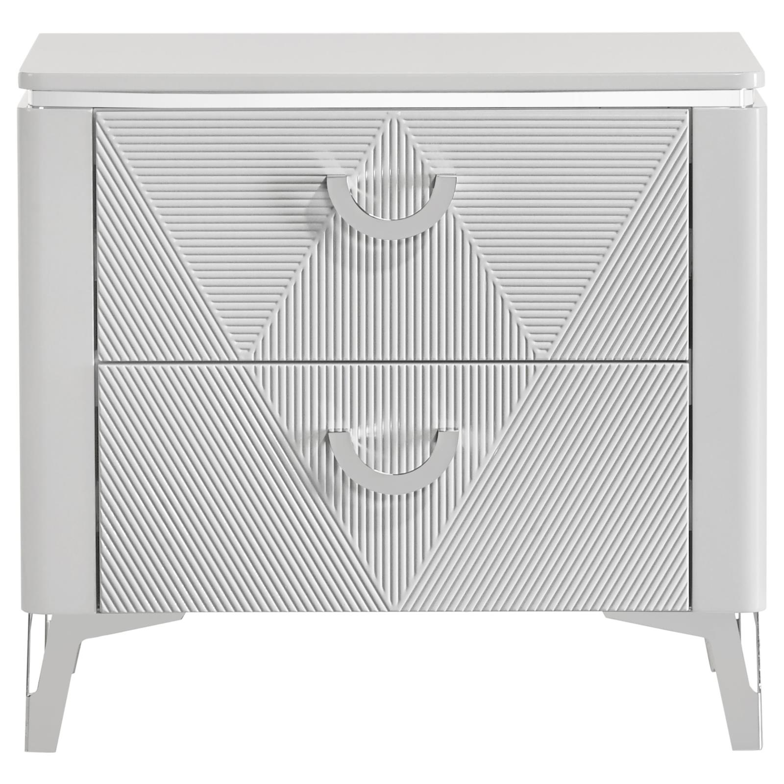 Cassia 2-drawer Nightstand Bedside Table White High Gloss - Image 3