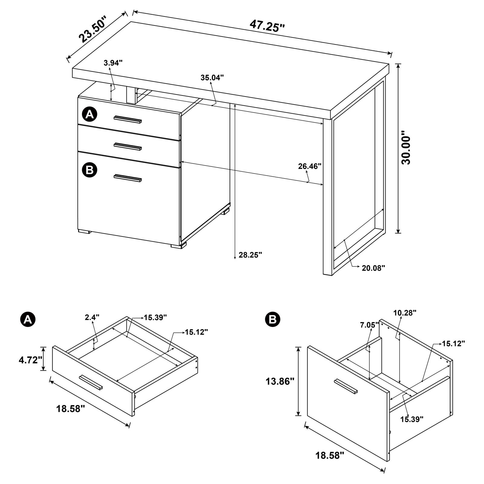 Brennan 47-inch 3-drawer Office Computer Desk - Image 11